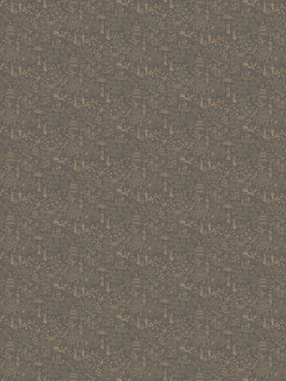 Papierová flizelínová tapeta s orientálnym motívom ORIENTAL GARDEN hnedá so zlatou