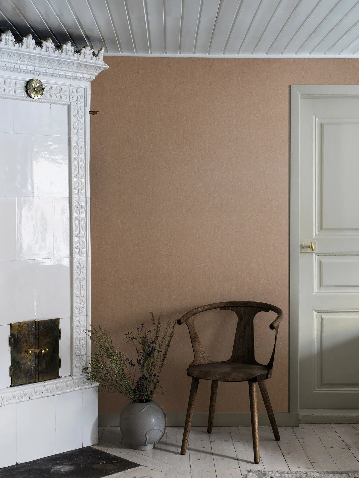 Structural wallpaper resembling linen - TERRACOTTA