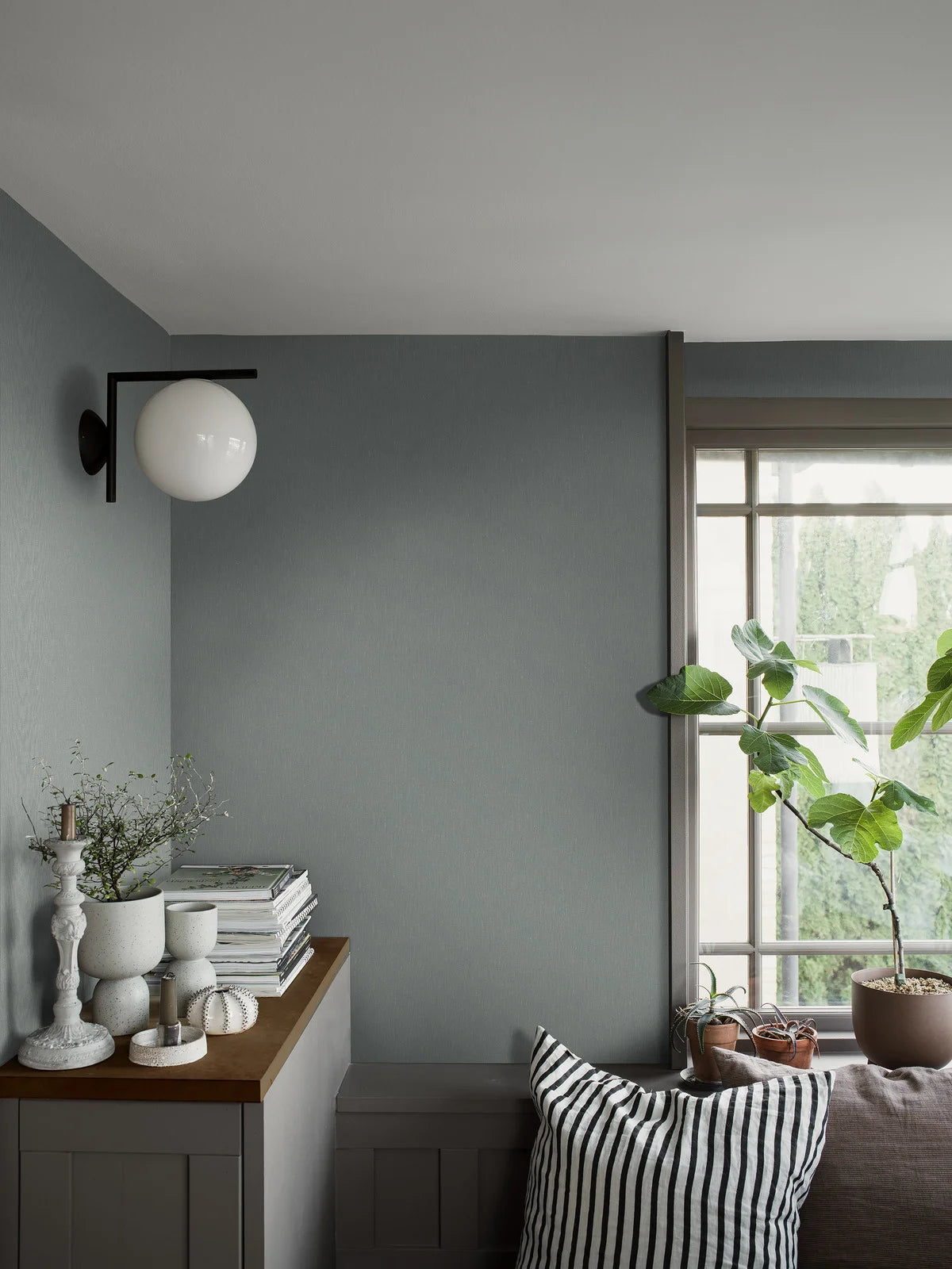 Structural wallpaper imitating linen - VINTAGE BLUE