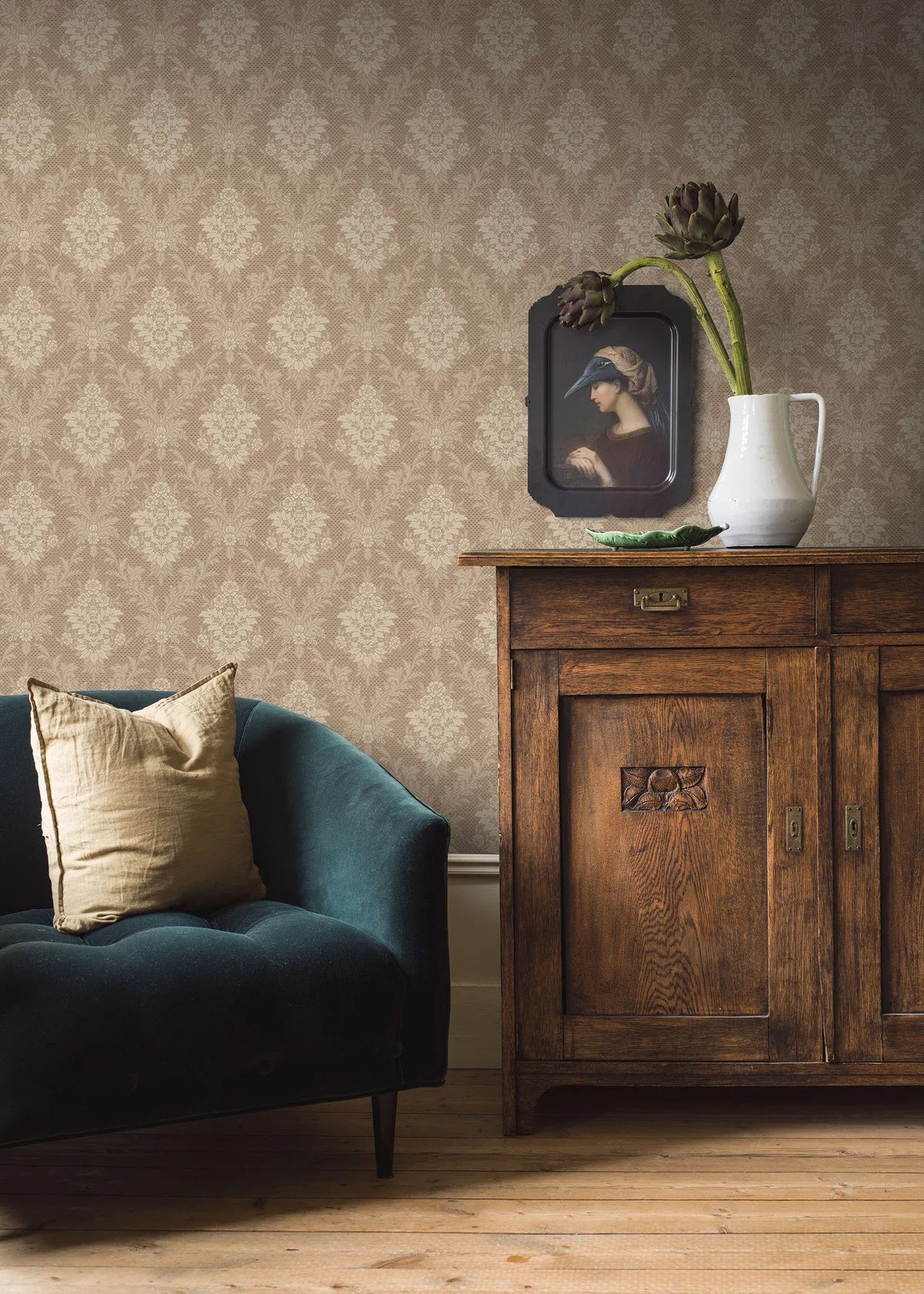 Papierová flizelínová tapeta s rastlinným vzorom SOFIA hnedá s béžovou