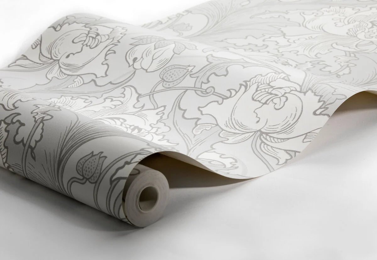 Papierová flizelínová tapeta s rastlinným vzorom SIRI perlová šedá s krémovou
