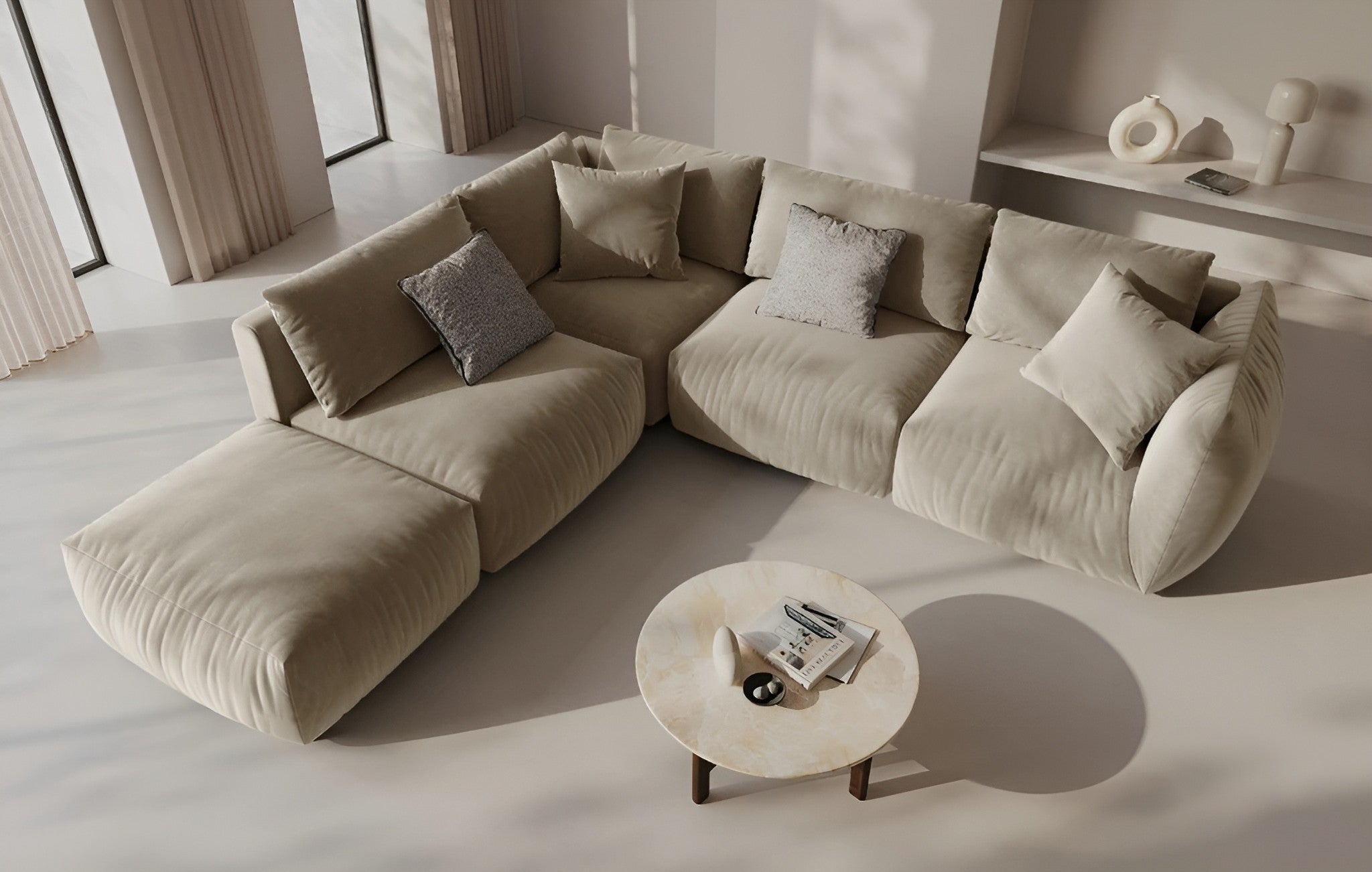 CHRIS Velvet Modular Sofa - Left Element in Sand