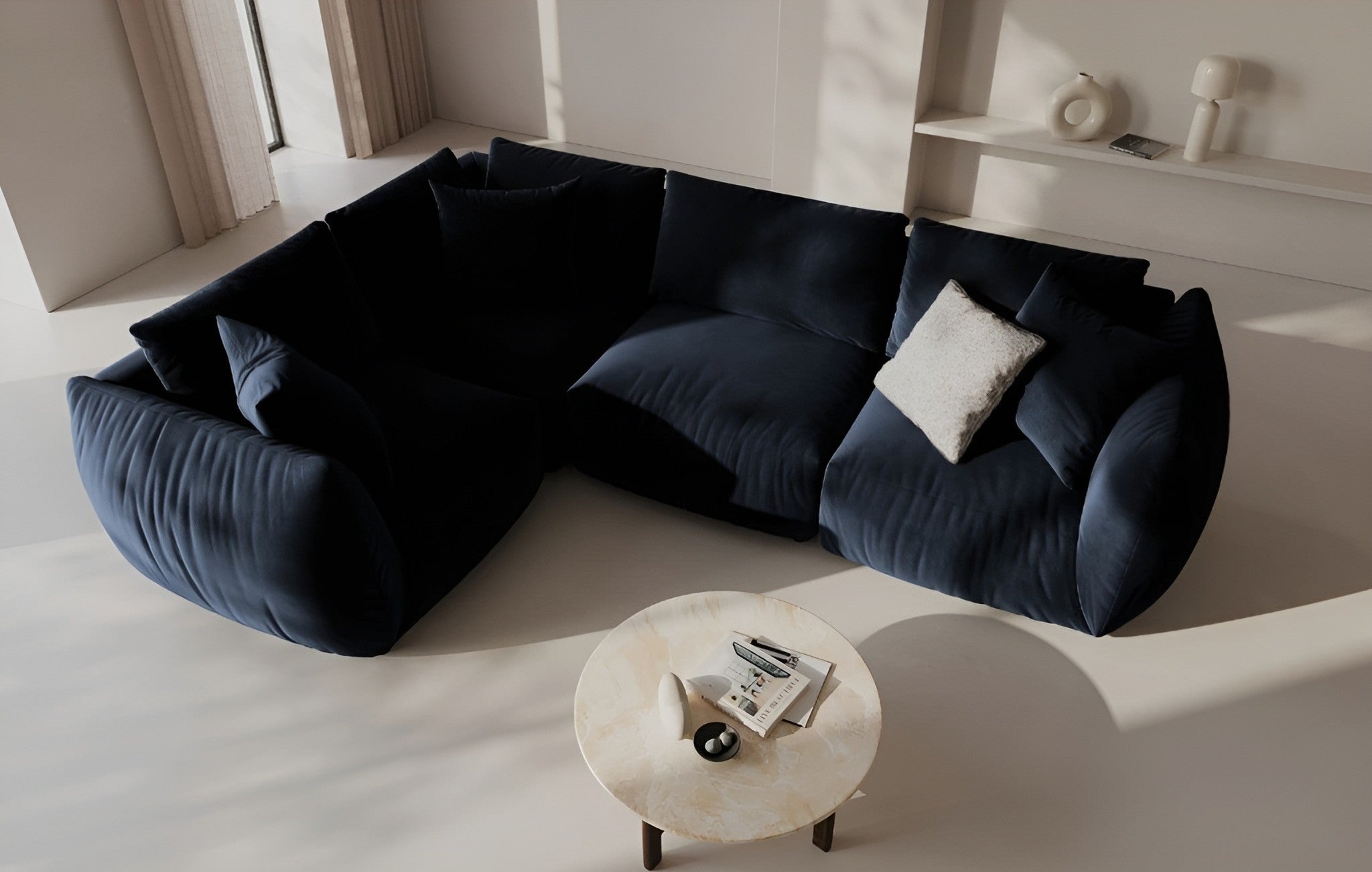 CHRIS Modular Velvet Sofa - Left Element in Royal Blue