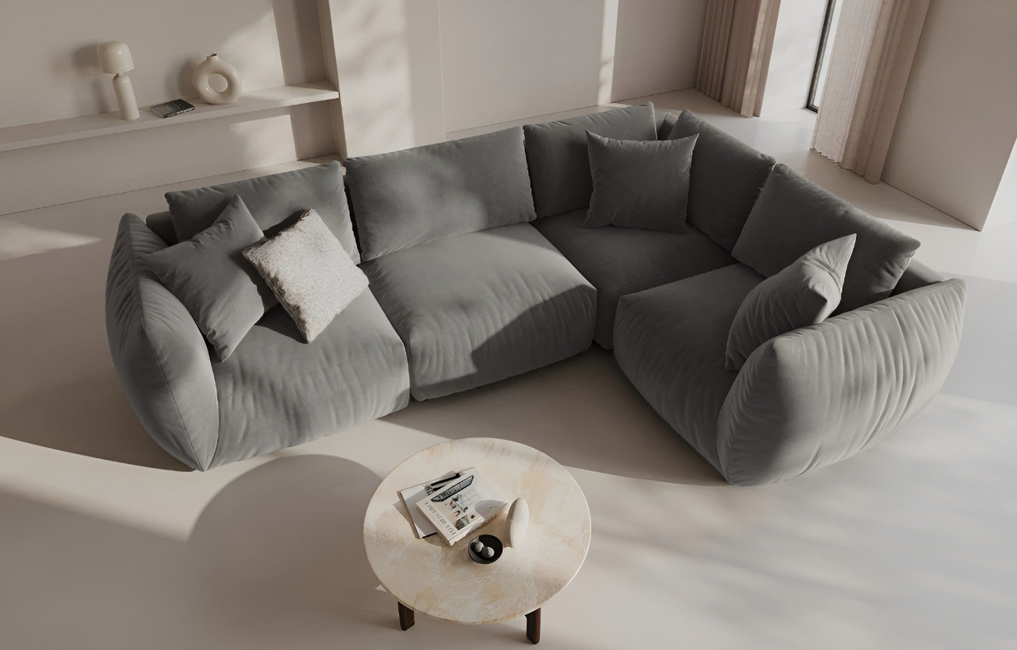 CHRIS Velvet Modular Sofa - Left Element Dark Gray