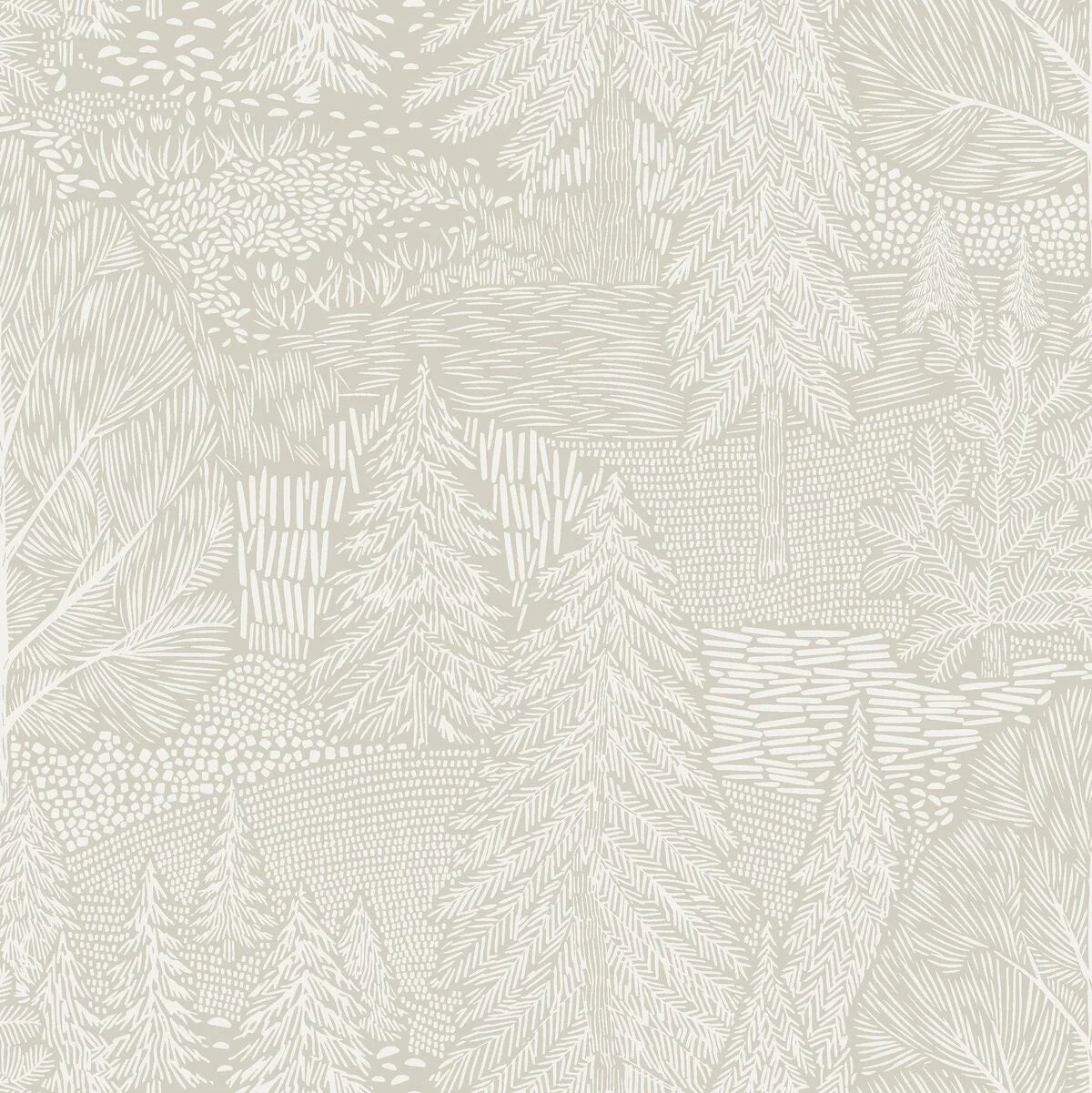 Northern Forest Beige Botanical Tree Wallpaper