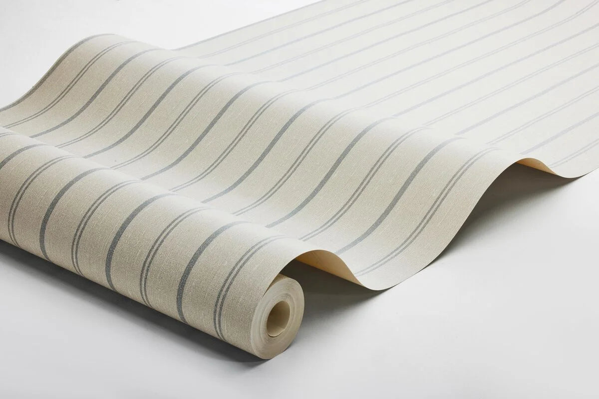 Tapeta s pruhmi WOODLAND STRIPE tmavý béžový so šedou