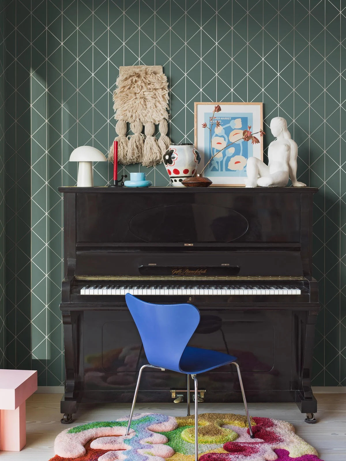 Papierová flizelínová tapeta s geometrickým vzorom DIAMONDS zelená