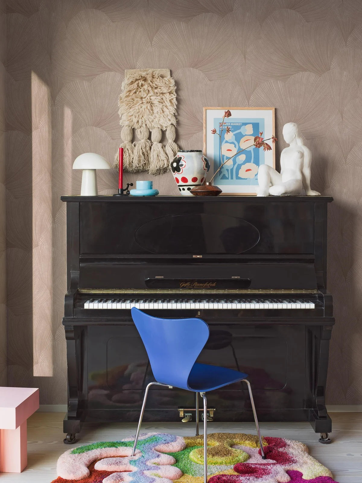 Papierová flizelínová tapeta s abstraktným vzorom MIRAGE v pudrovom ružovom