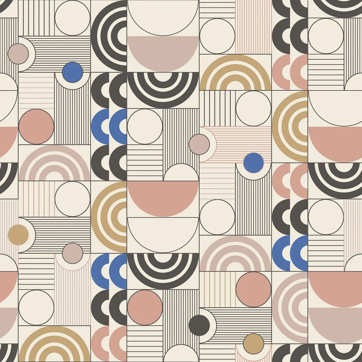 Non-woven paper wallpaper with a geometric pattern COSMOPOLITAN beige