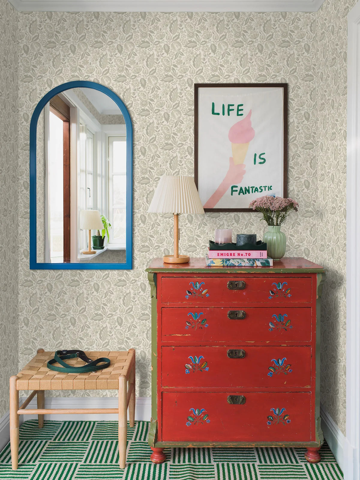 Tapeta s rastlinným motívom kvetov ELISE béžová