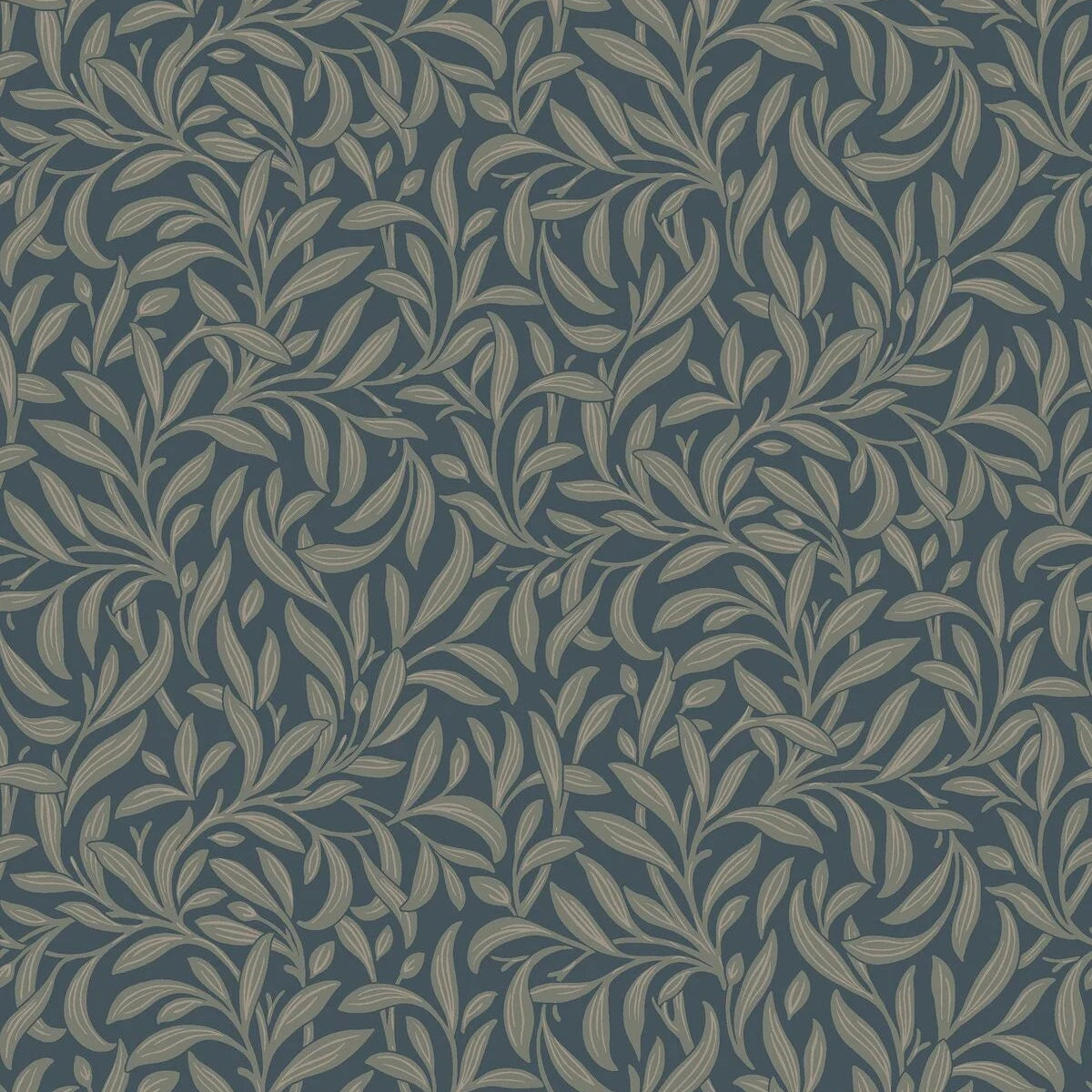 Tapeta s rastlinným motívom v listoch VINTERGRONA modrá so zelenou