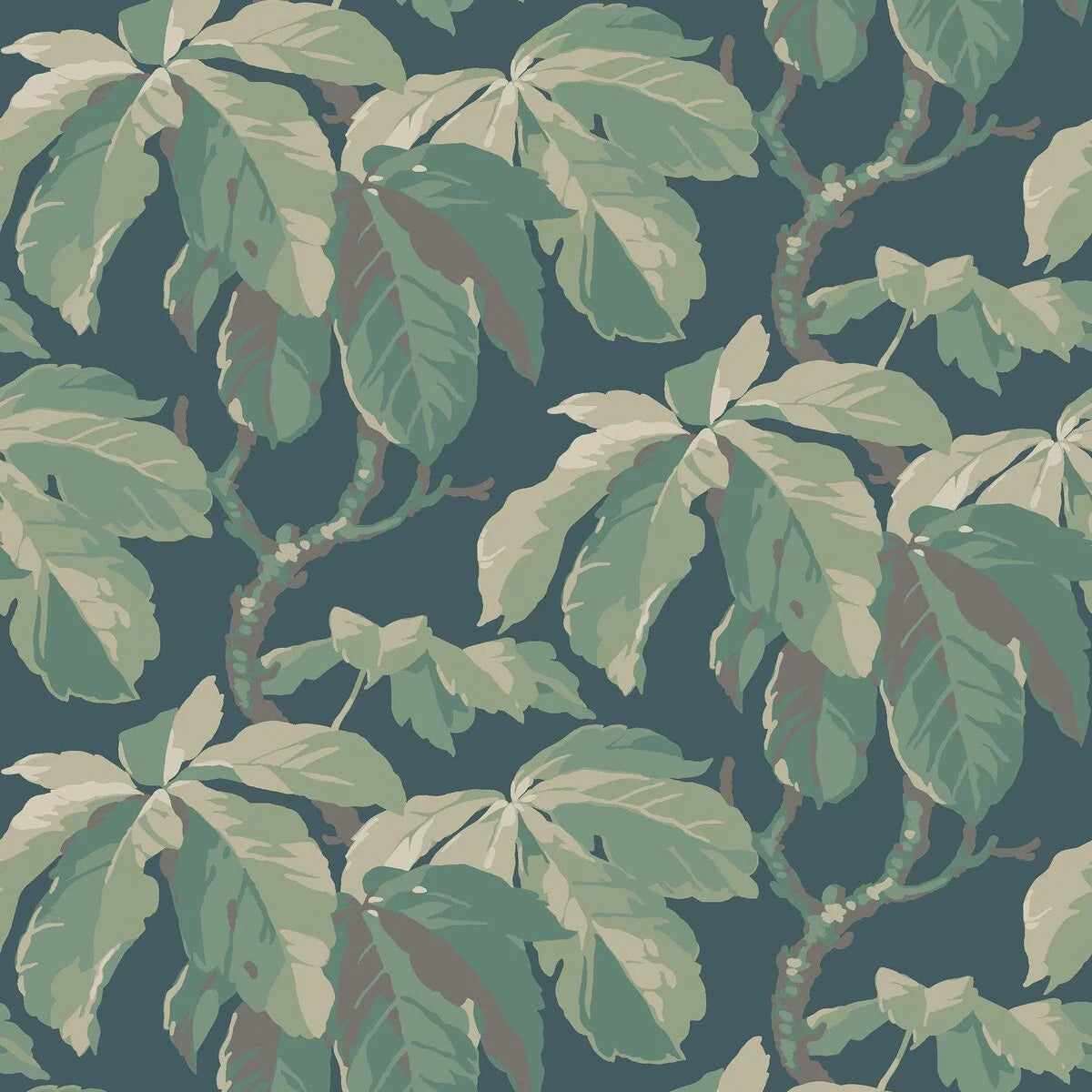 Dark Green Leaf Pattern Wallpaper KASTANJI