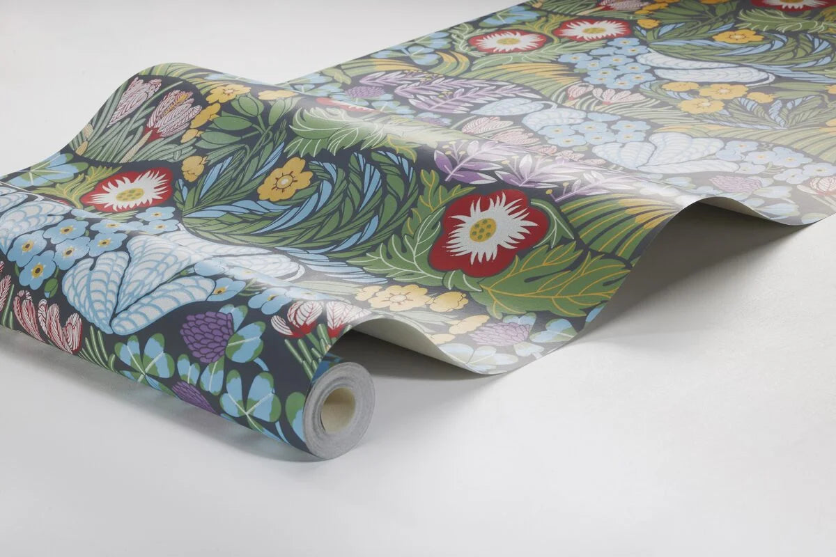 Multicolored Floral Plant Motif Wallpaper RABATT