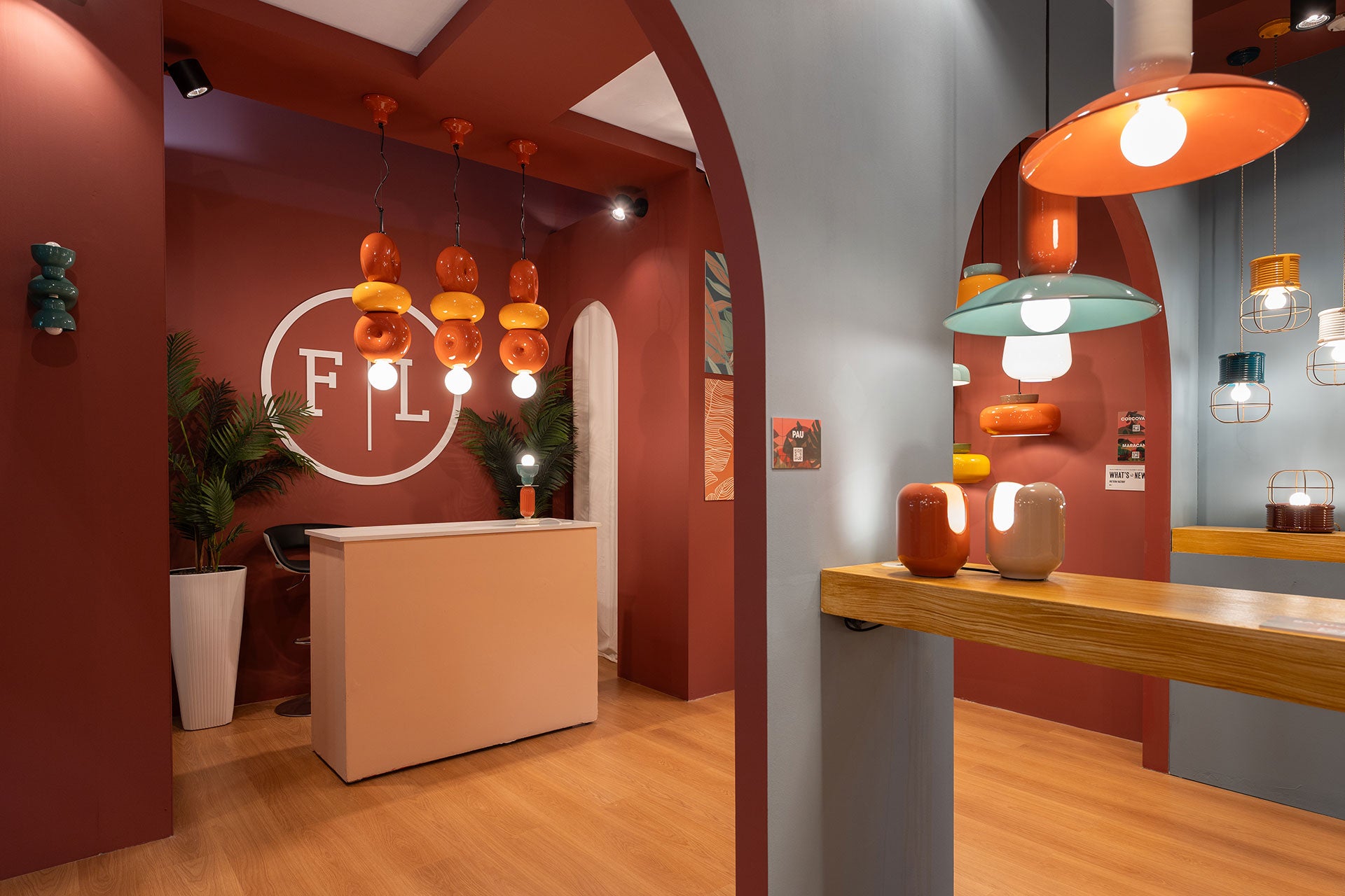 Závesná keramická lampa BUMBUM tyrkysová so zeleným petrolom