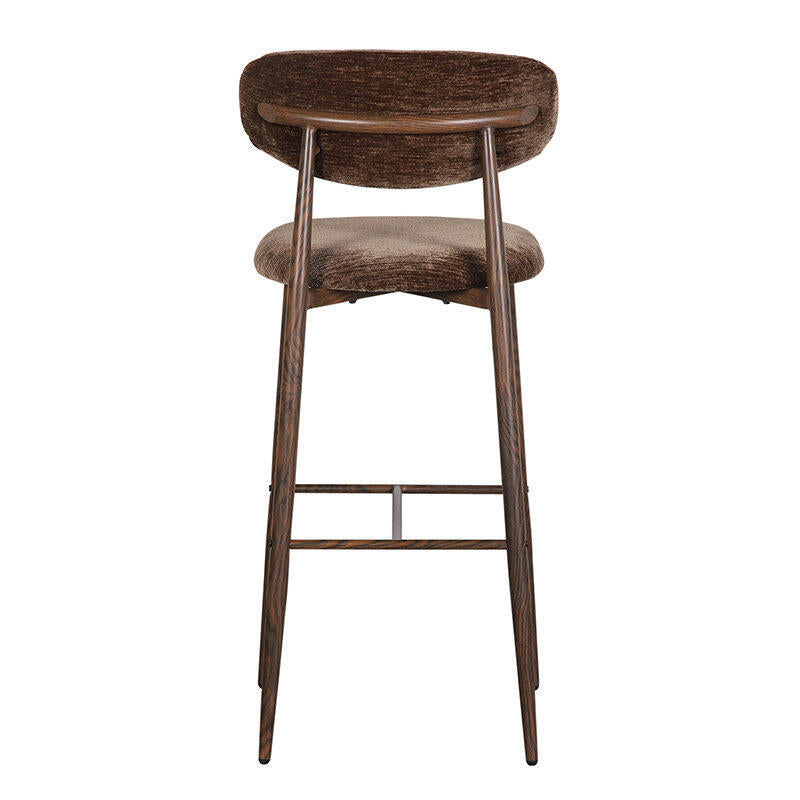 JAPANDI Brown Stool with Dark Wooden Base