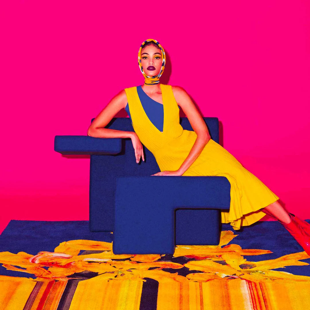 PRIMITIVE gray bouclé armchair