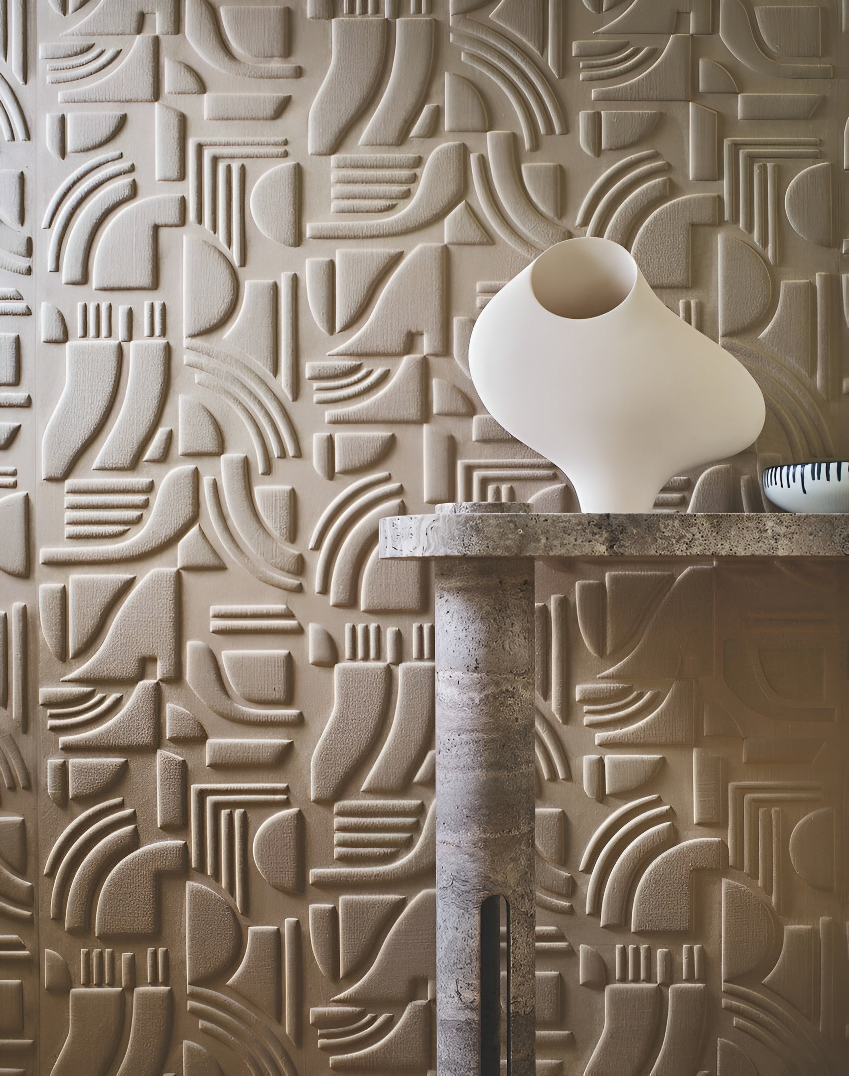 Textilná tapeta so štruktúrou a geometrickým vzorom LINSOLITE - BLANC biela