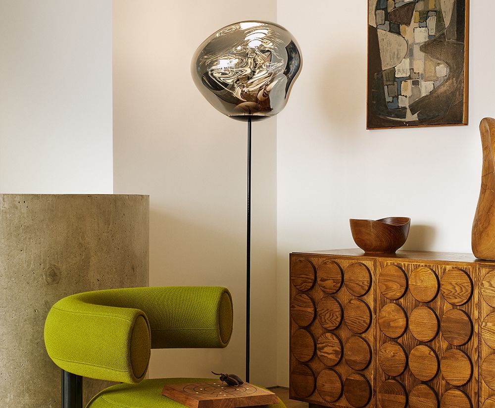 Stolná lampa MELT SLIM strieborná