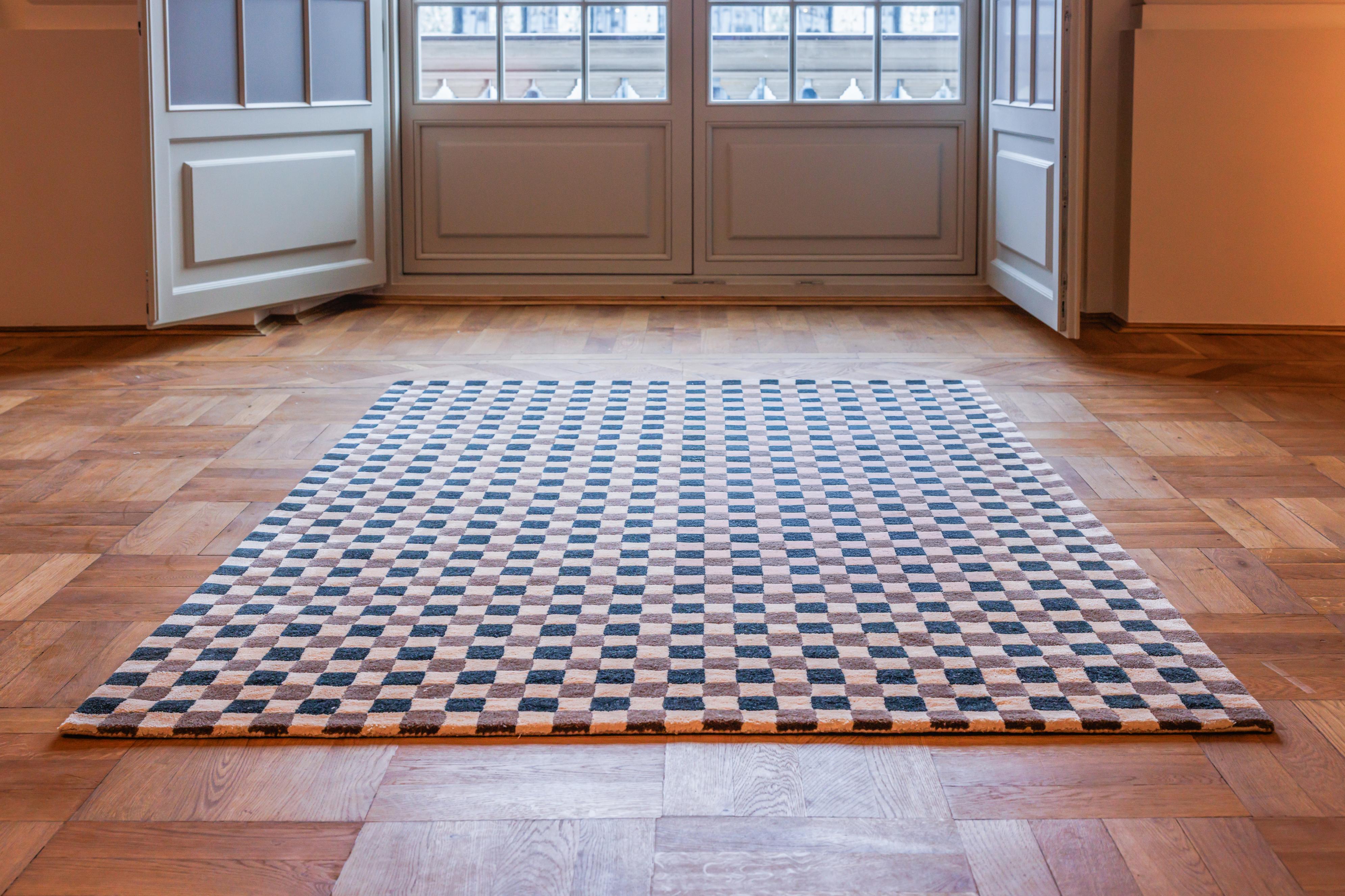 Koberec FLICKER tmavozelený s béžovou a hnedou