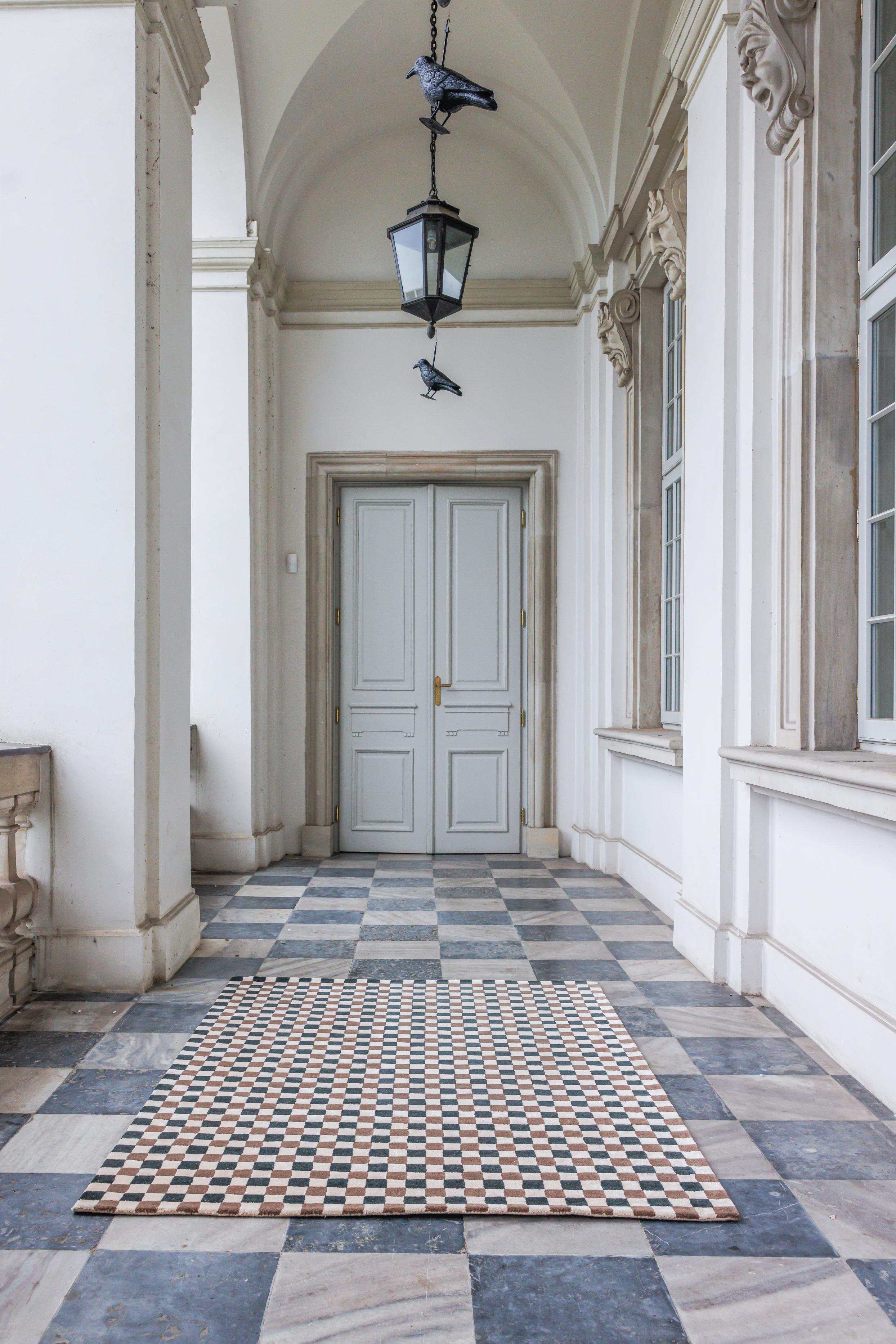 Koberec FLICKER tmavozelený s béžovou a hnedou