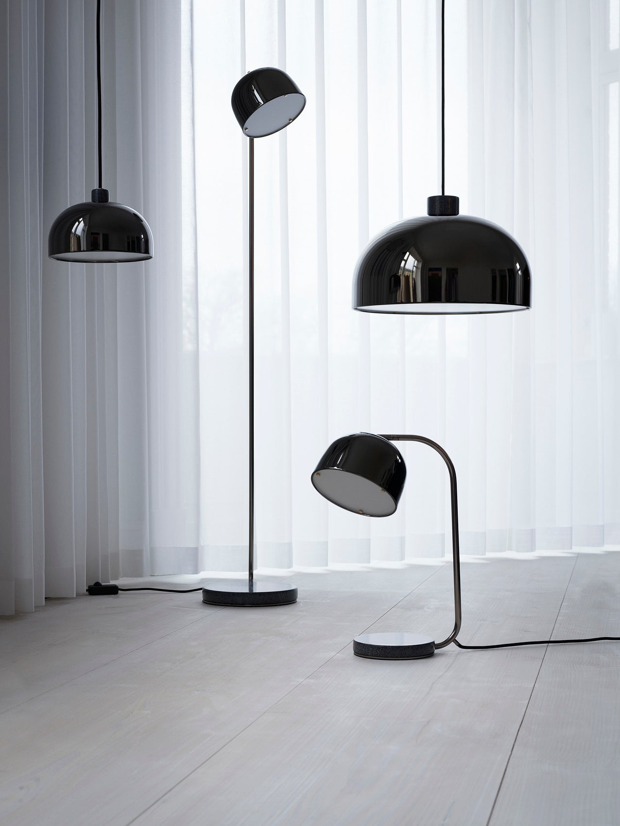 Black grant floor lamp