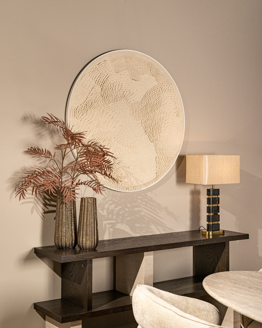 Konsola WALDORF tmavohnedé drevo a kameň