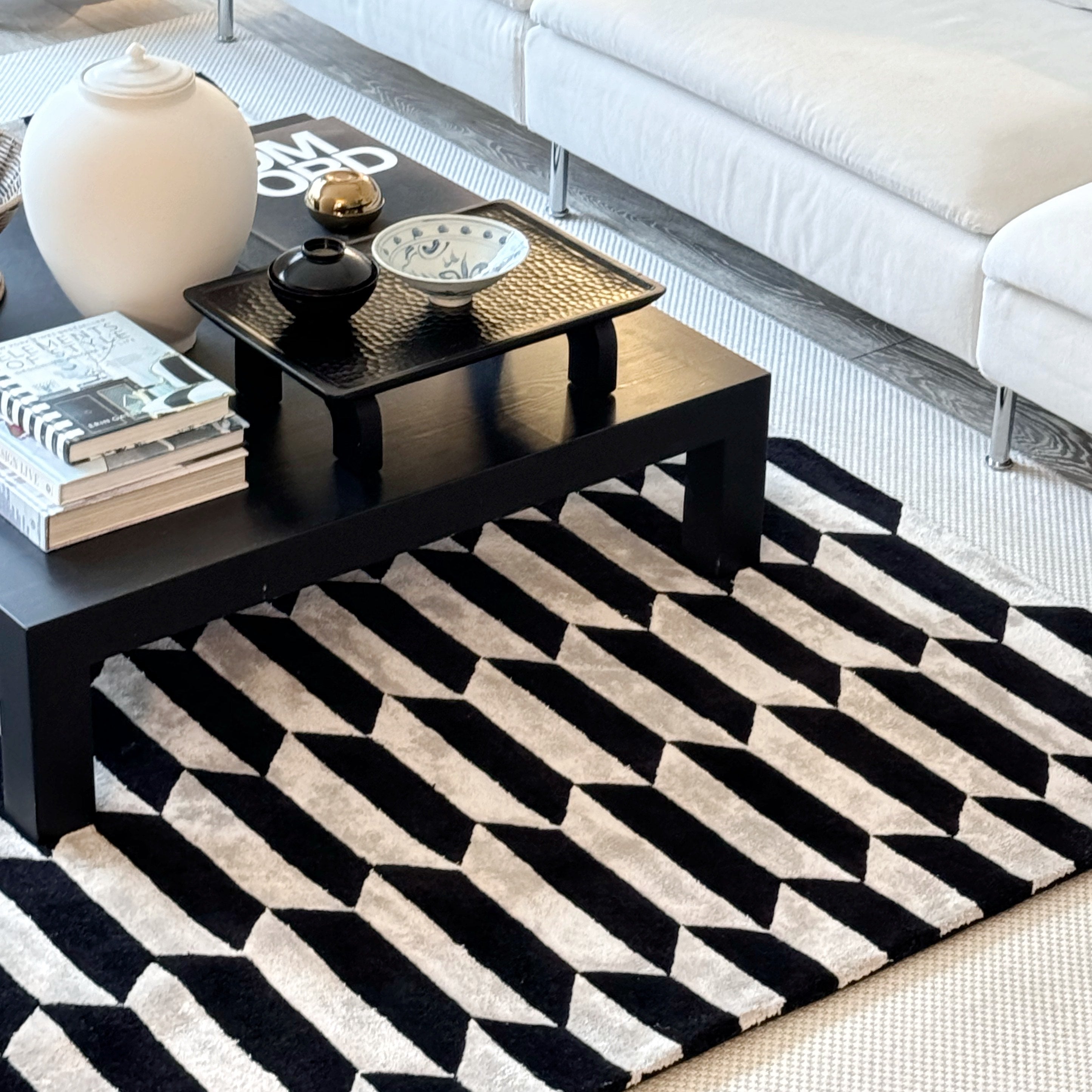 NOBLE cream rug with black