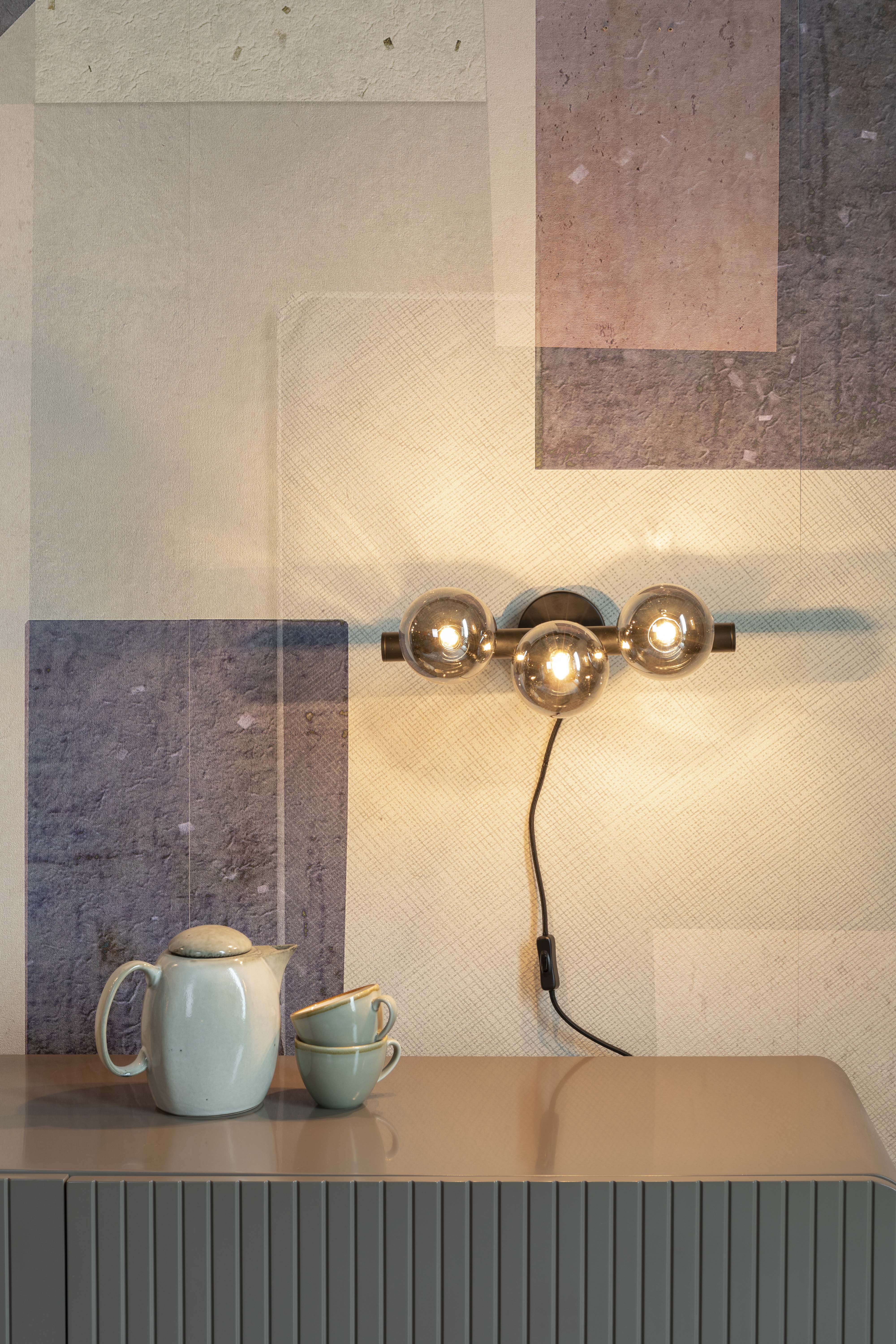 Three-point wall lamp MONICA smoked glass