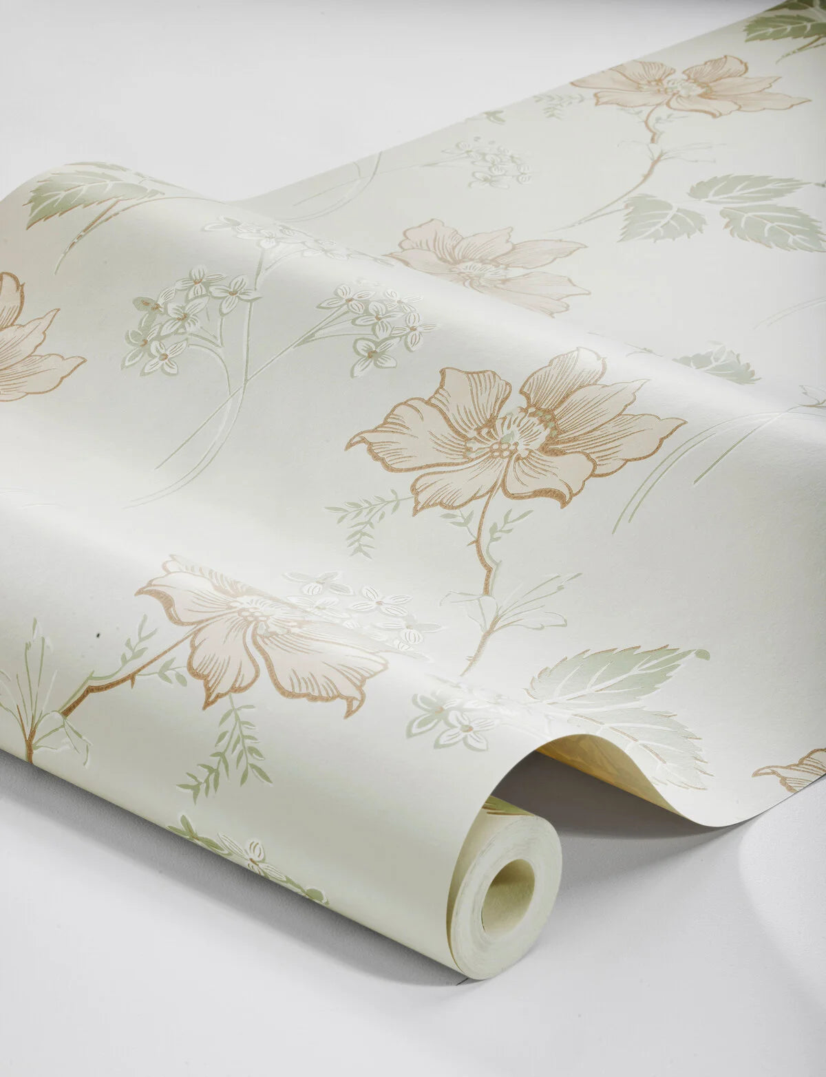 VALBORG Beige Floral Plant Motif Wallpaper with Green