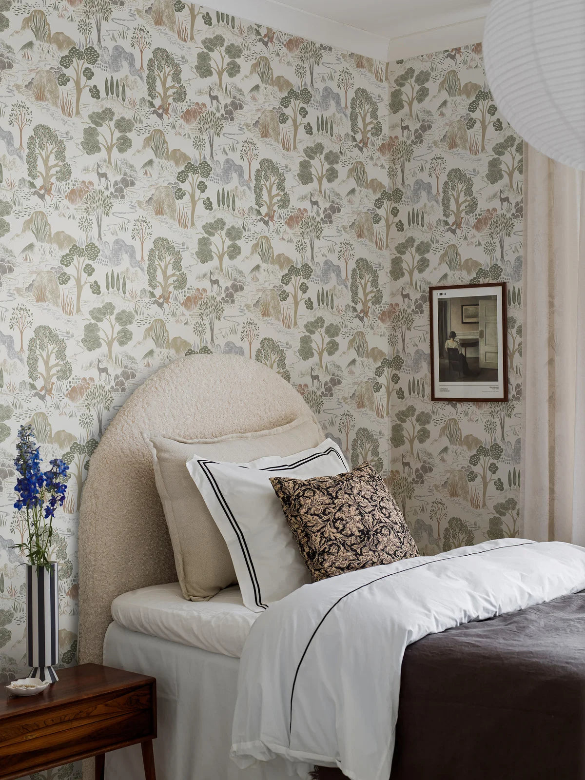 Tapeta s motívom rastlinného krajiny DIANA biela so zelenou