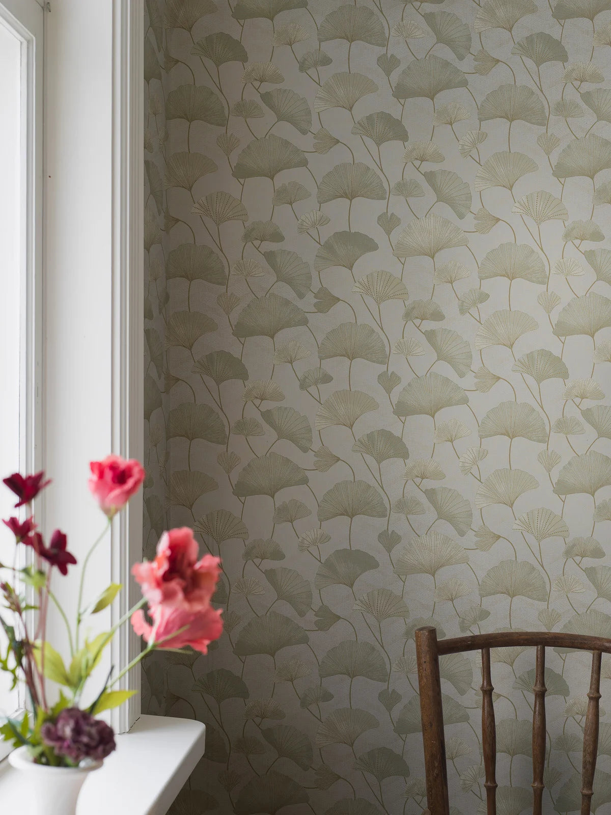 SOPHIA Dark Beige Structural Wallpaper with Plant Motif