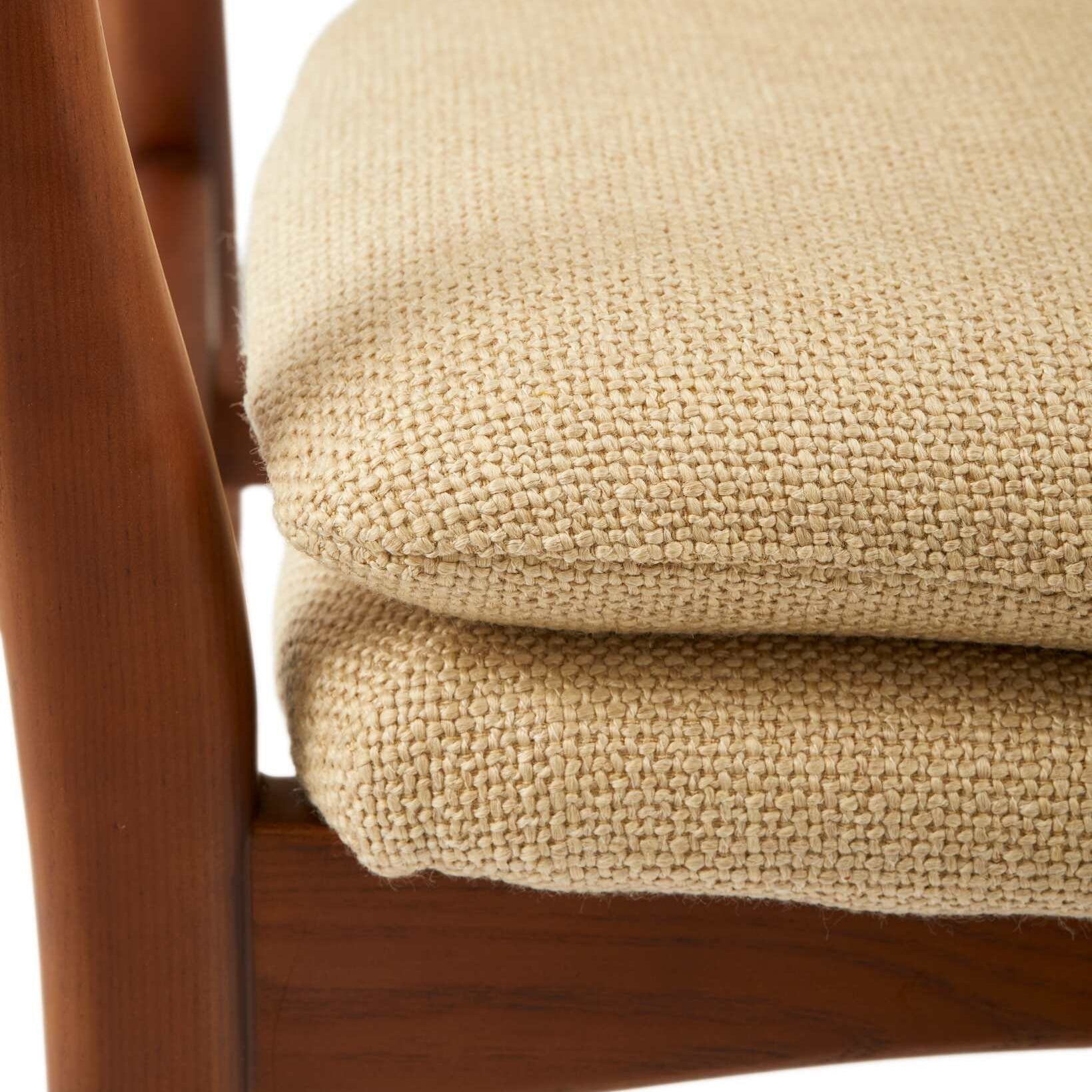 Beige PEGGY Armchair with Wooden Base