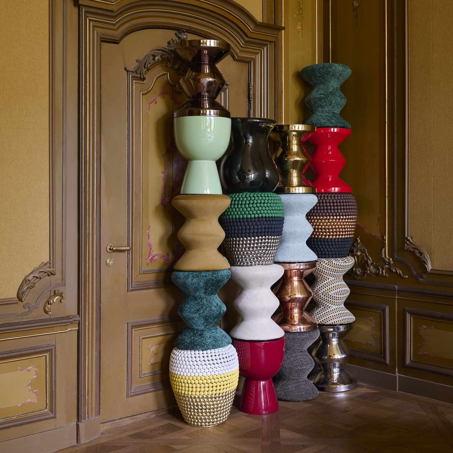 Stolička SOFT ZIG ZAG orche s bielou a čiernou