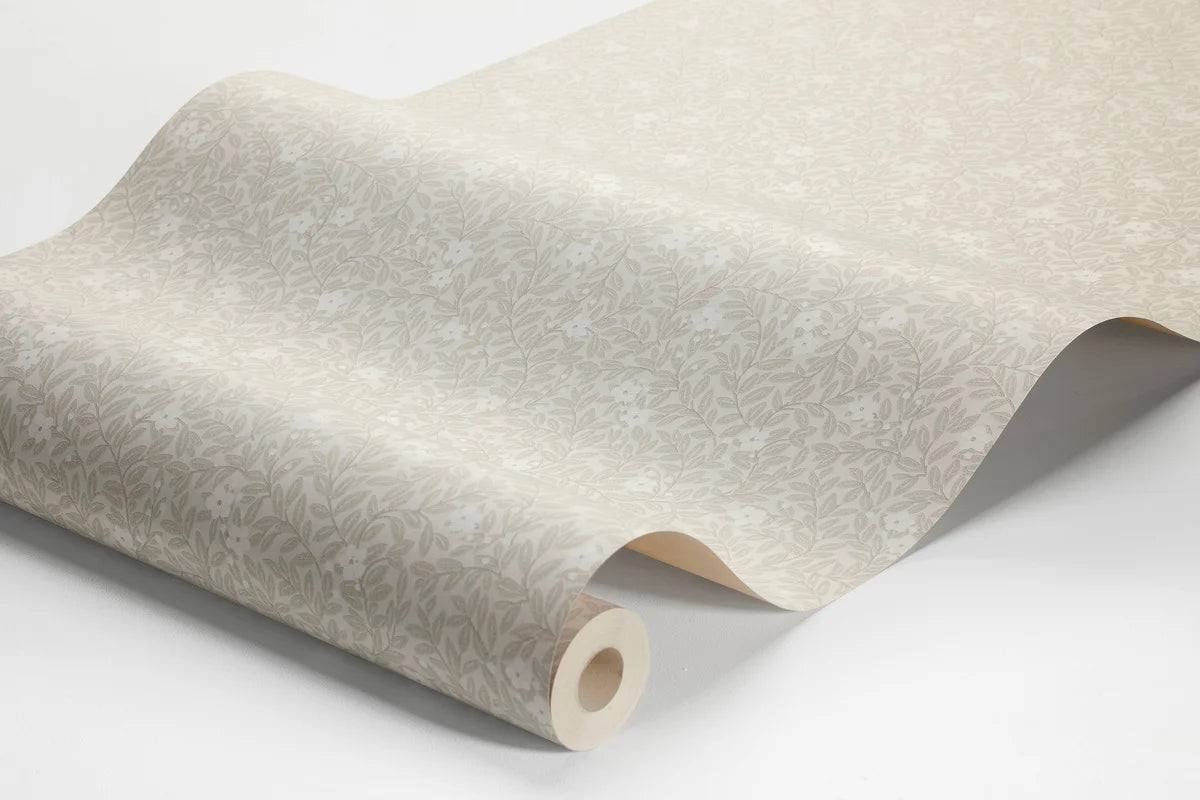 Tapeta s rastlinným motívom kvetov a listov MYRTEN béžová s bielou