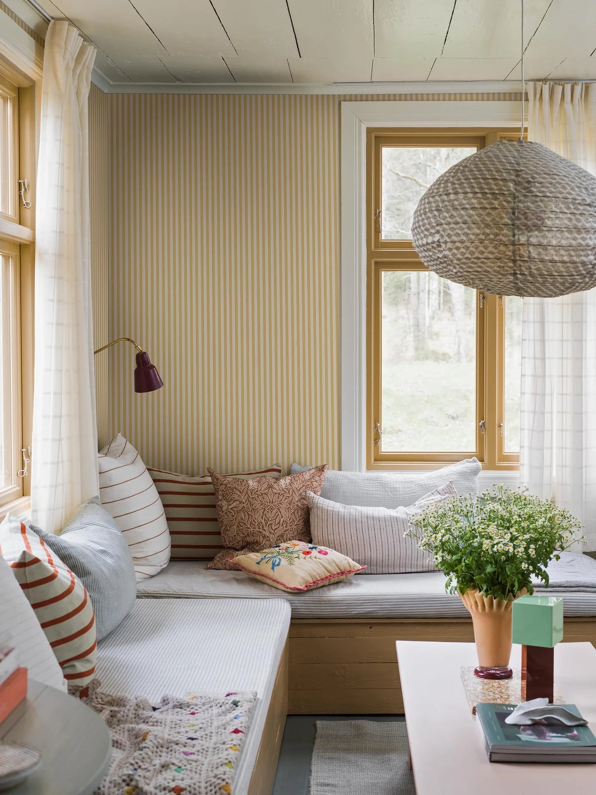 MÖLLE STRIPE Yellow and White Striped Wallpaper