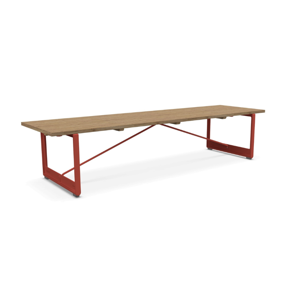 Lavica BRUT z dubového dreva s červeným podstavcom