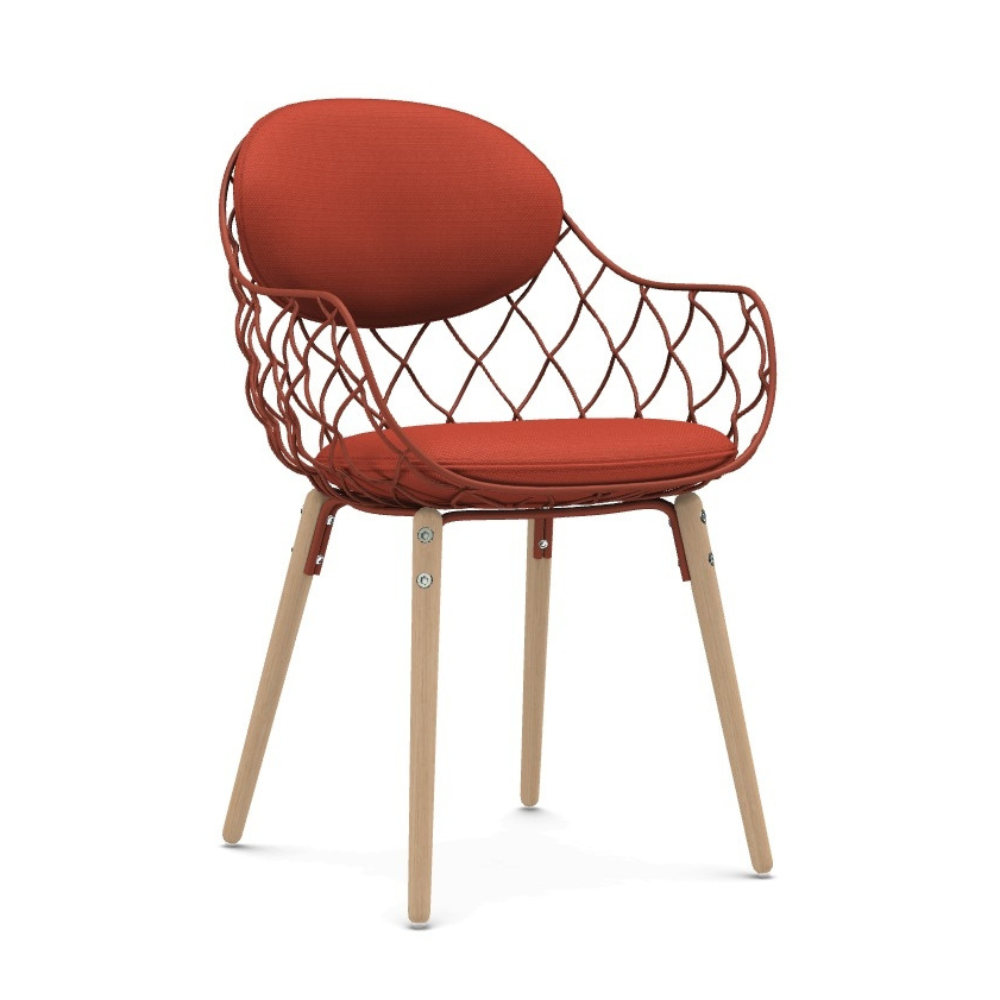 Stolička PIÑA červená s jaseňovým podstavcom
