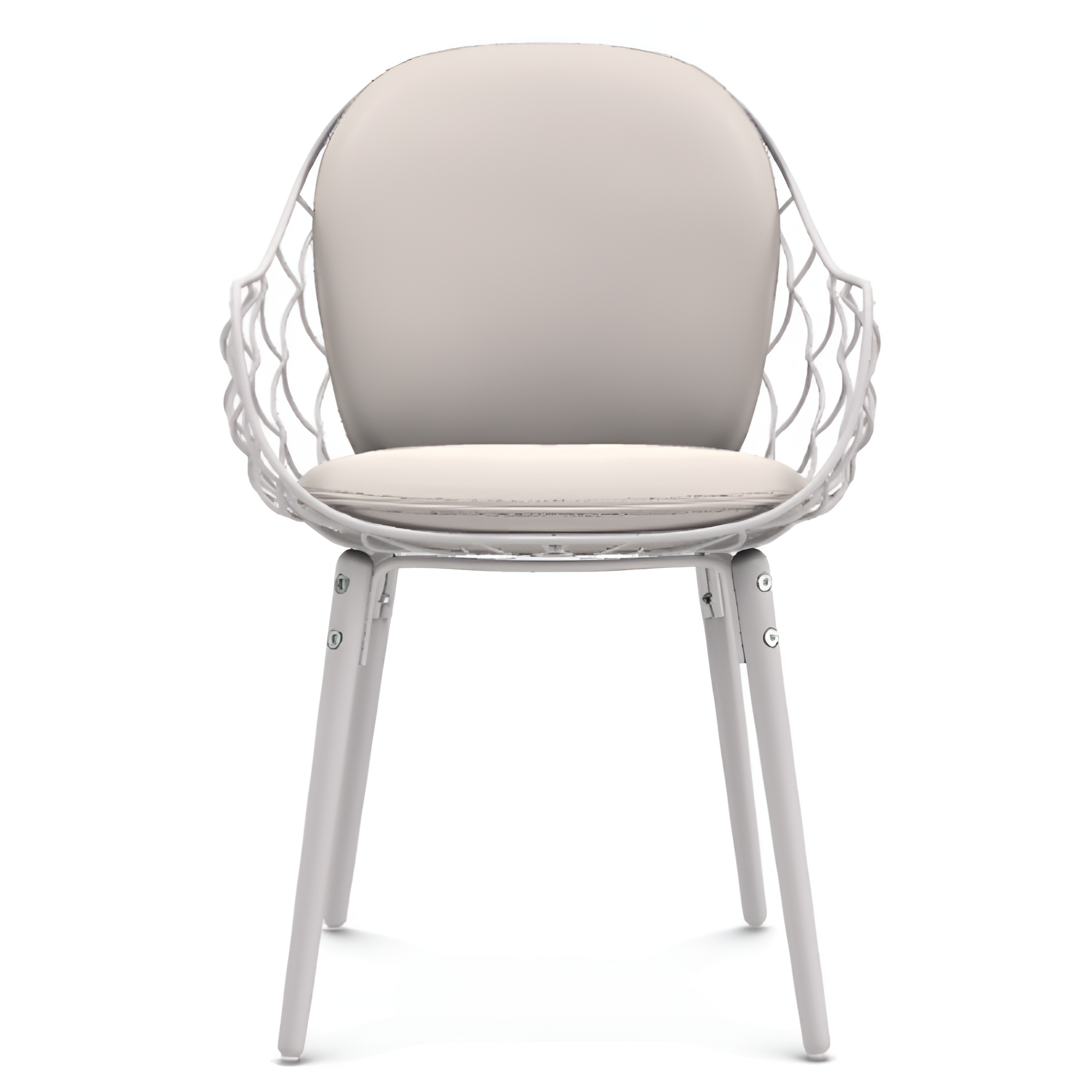 PIÑA chair white leather with a white ash base
