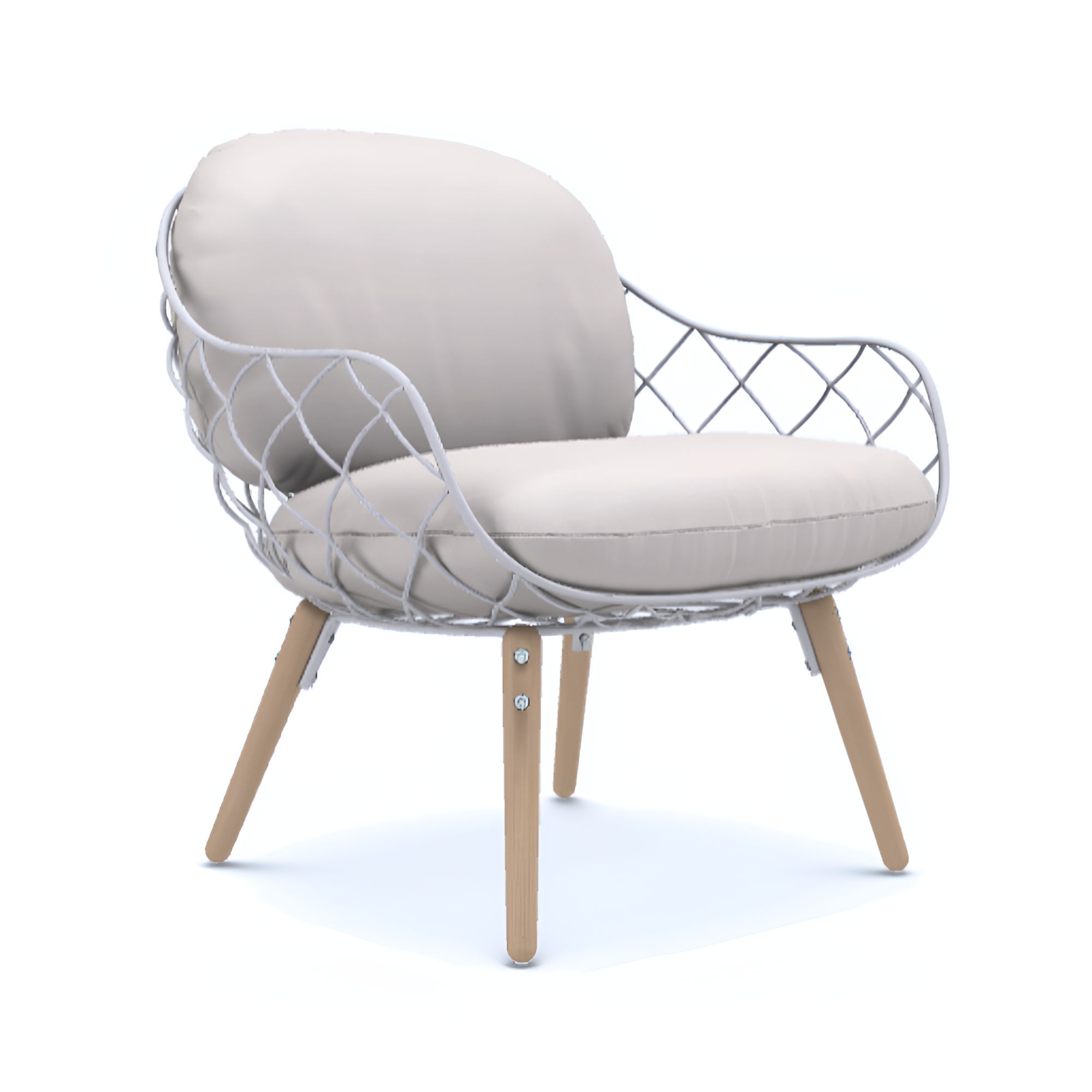 PIÑA armchair in white with an ash base