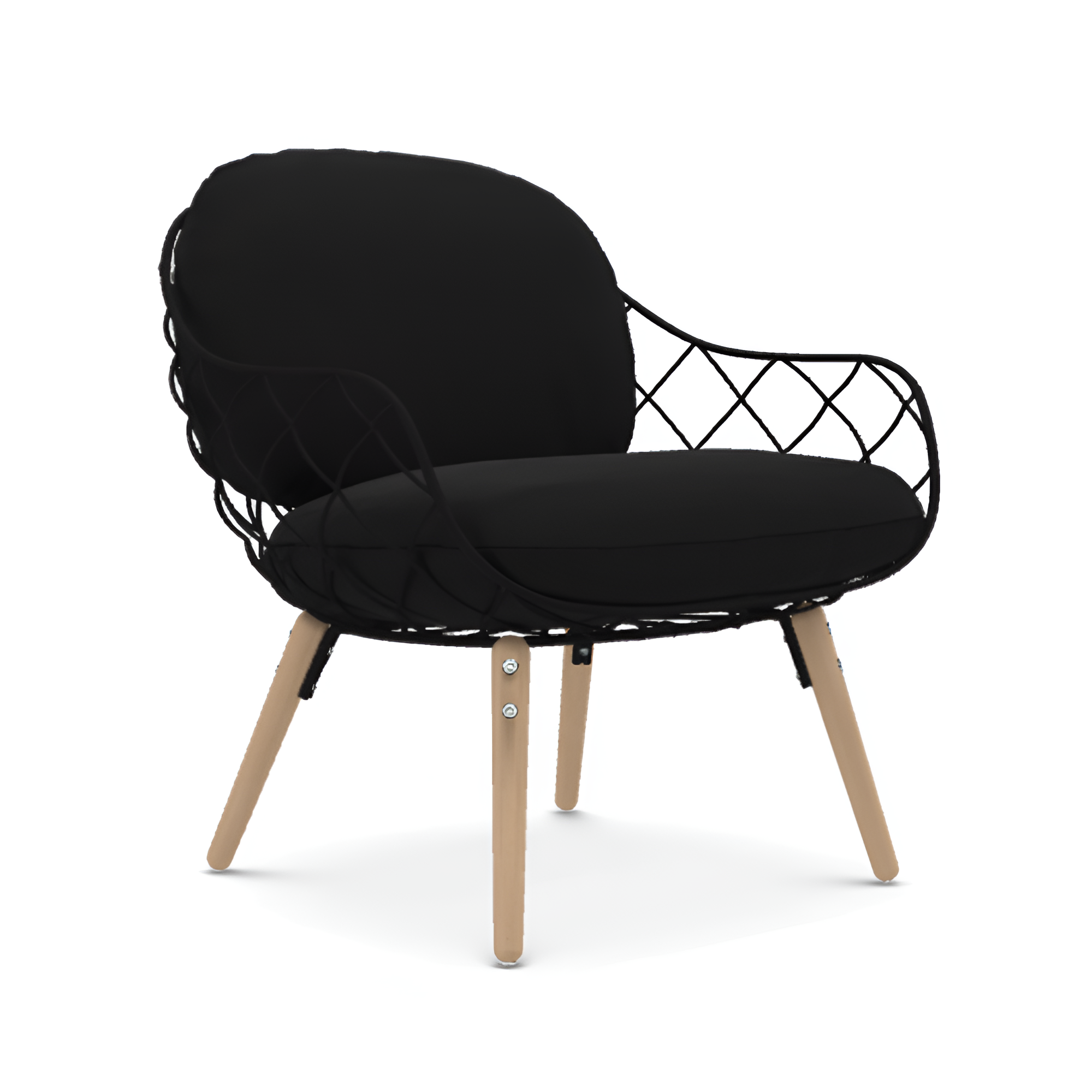 PIÑA armchair in black with an ash base