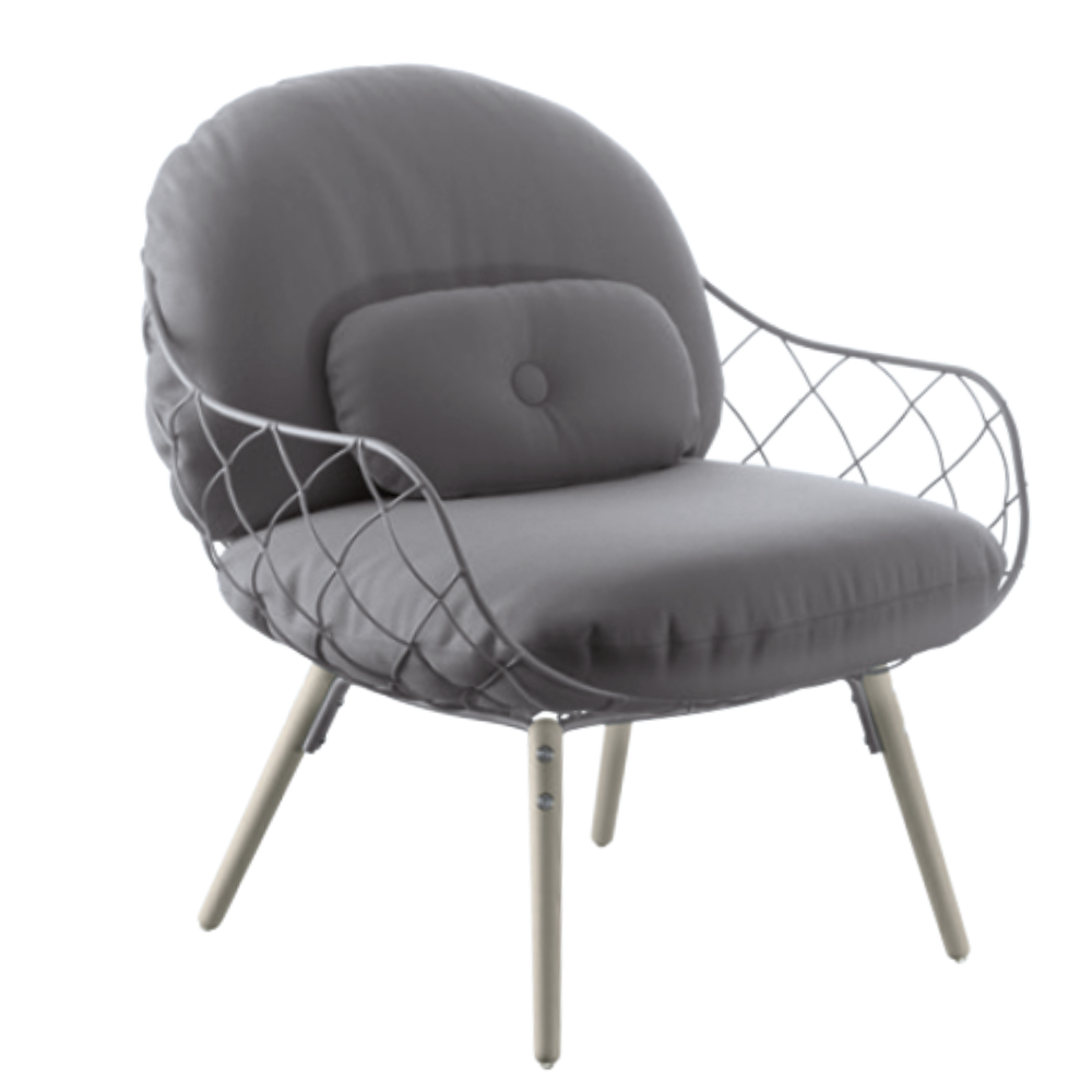 Fotel PIÑA šedý s jaseňovou základňou