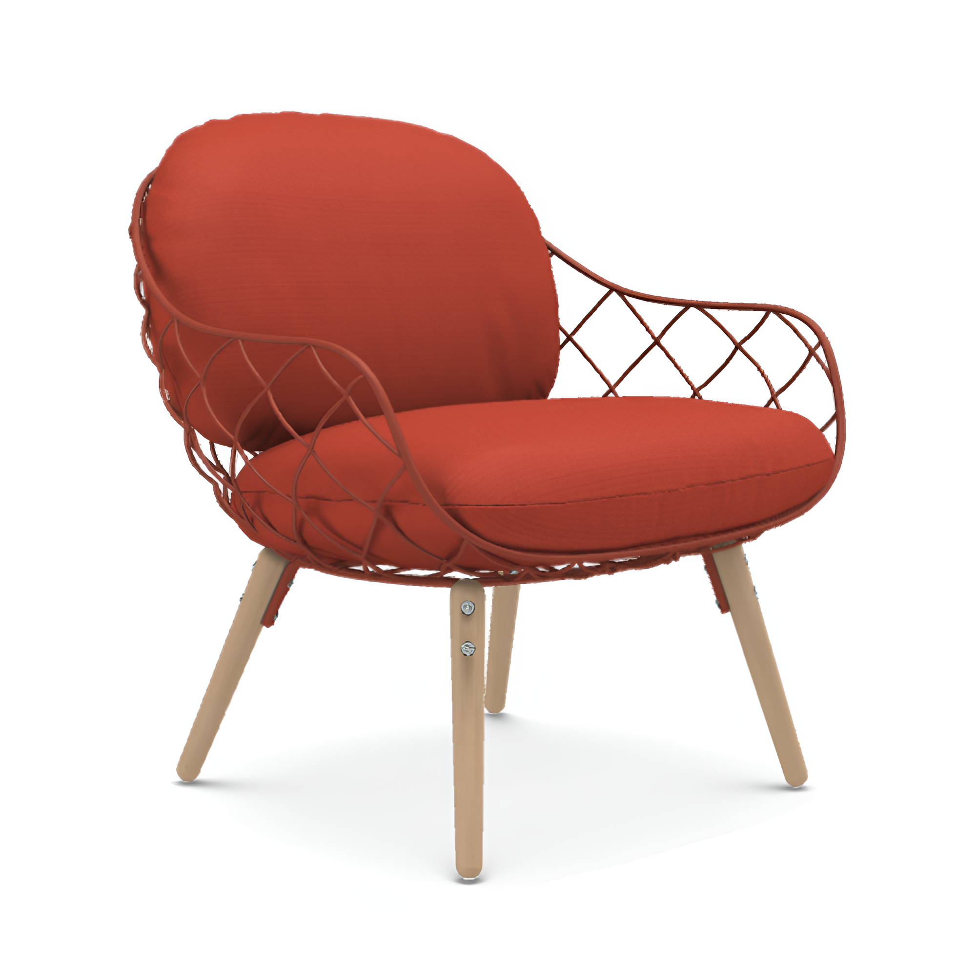 PIÑA armchair in red with an ash base