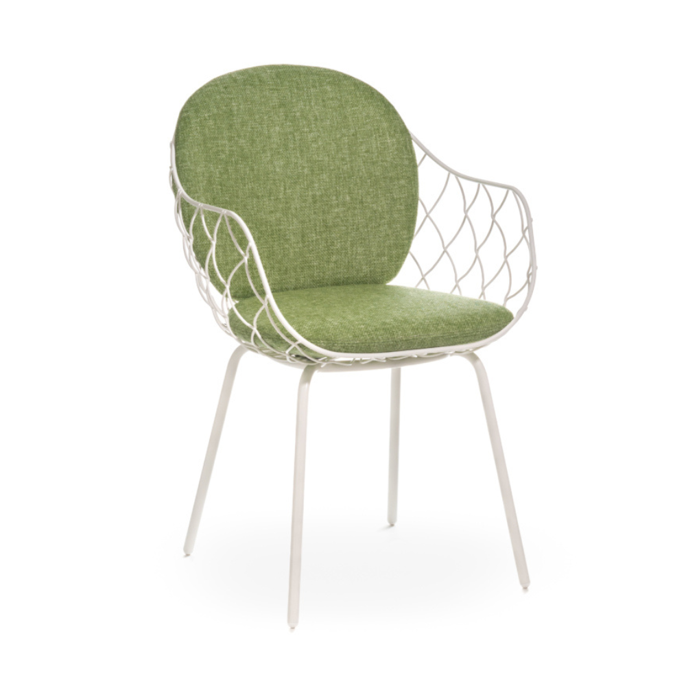 Záhradná stolička PIÑA zelená s bielym podstavcom