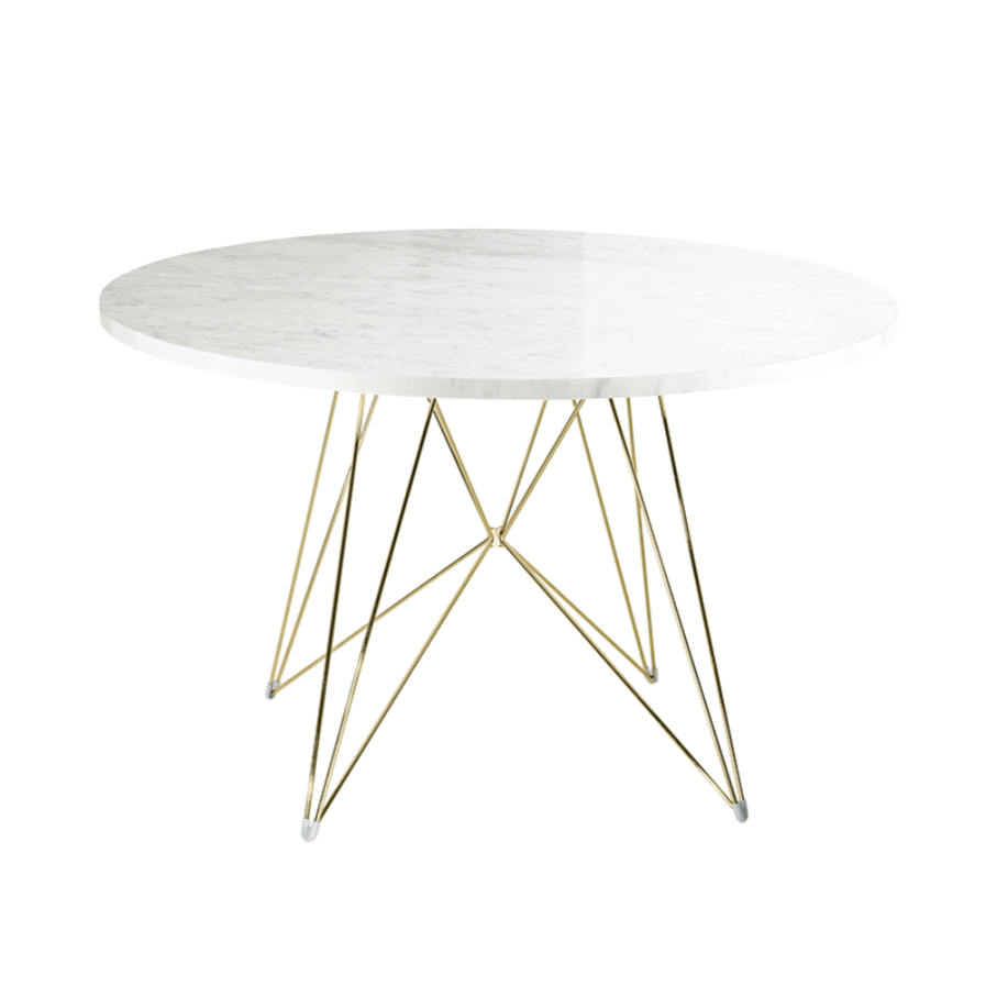 Round table XZ3 white marble with a gold base