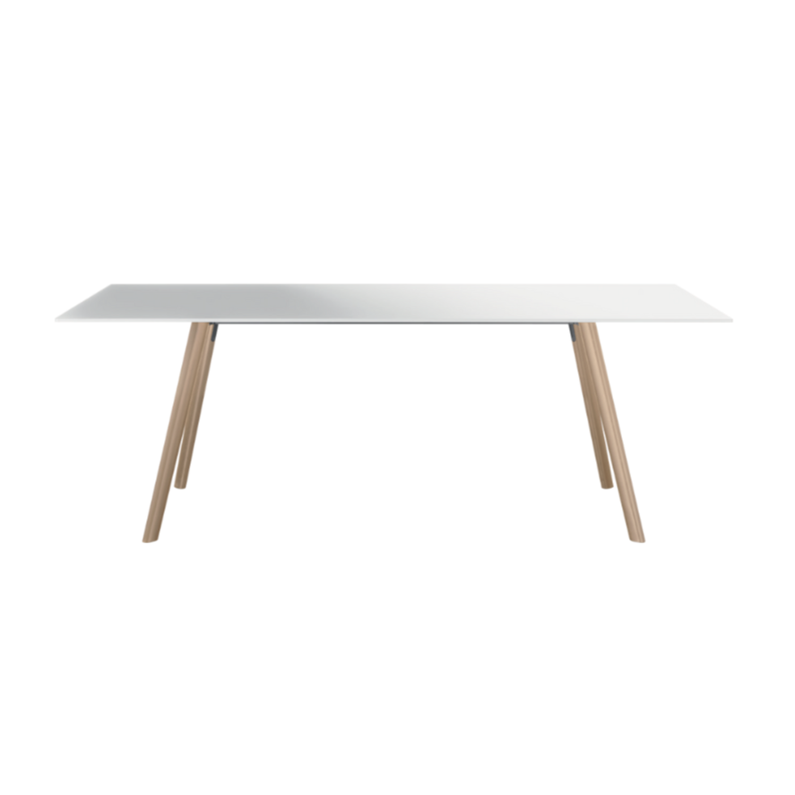 PILO table with a white top and ash base
