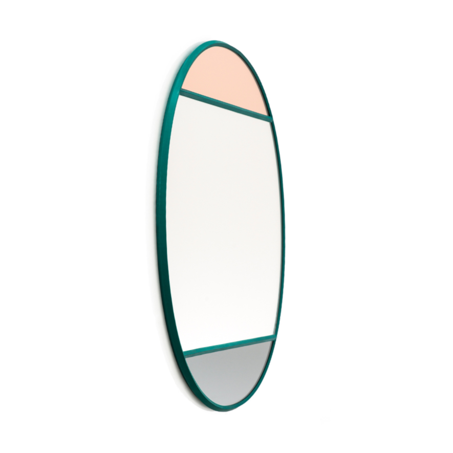 Oval mirror VITRAIL green frame