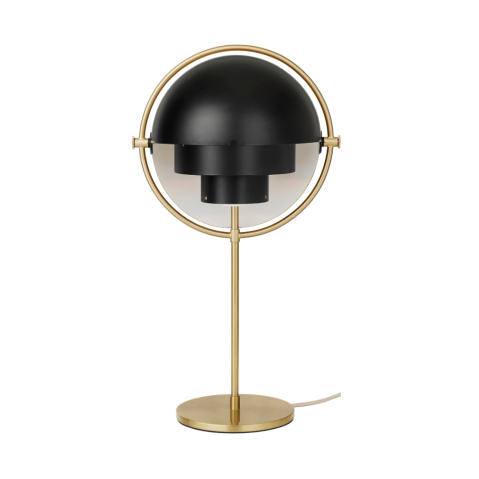 MULTI-LITE table lamp in black with a brass base