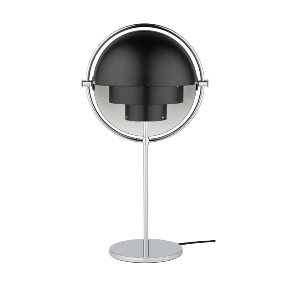 Stolná lampa MULTI-LITE čierna s chrómovaným podstavcom