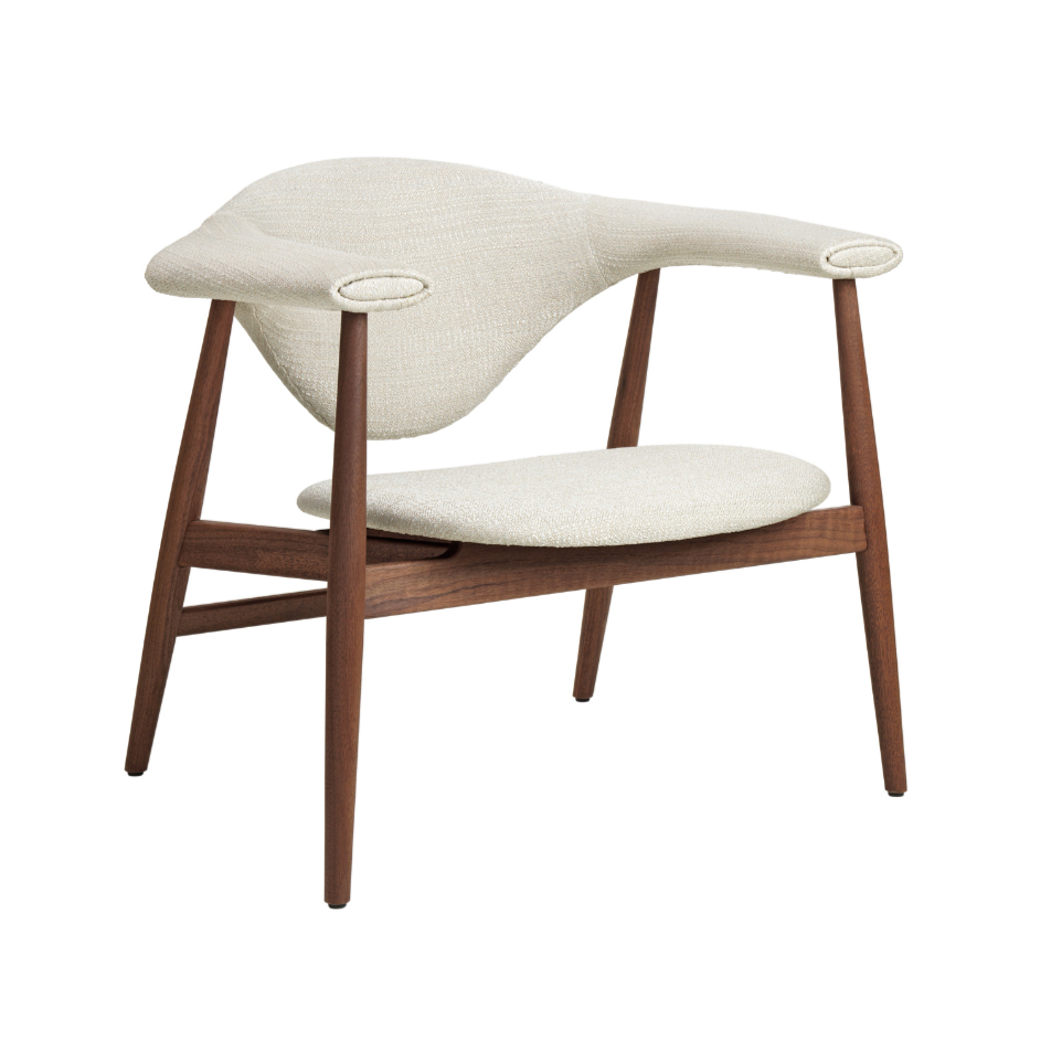 Fotel MASCULO čalúnený s orechovým podstavcom