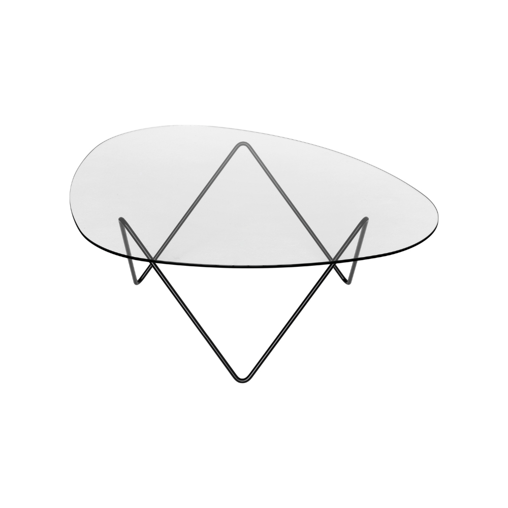 PEDRERA Coffee Table with Smooth Glass and Black Base